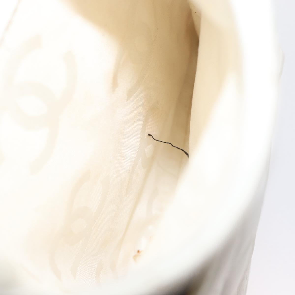 CHANEL Matelasse Cambon Line Shoulder Bag Calf Skin White Black CC Auth 157056