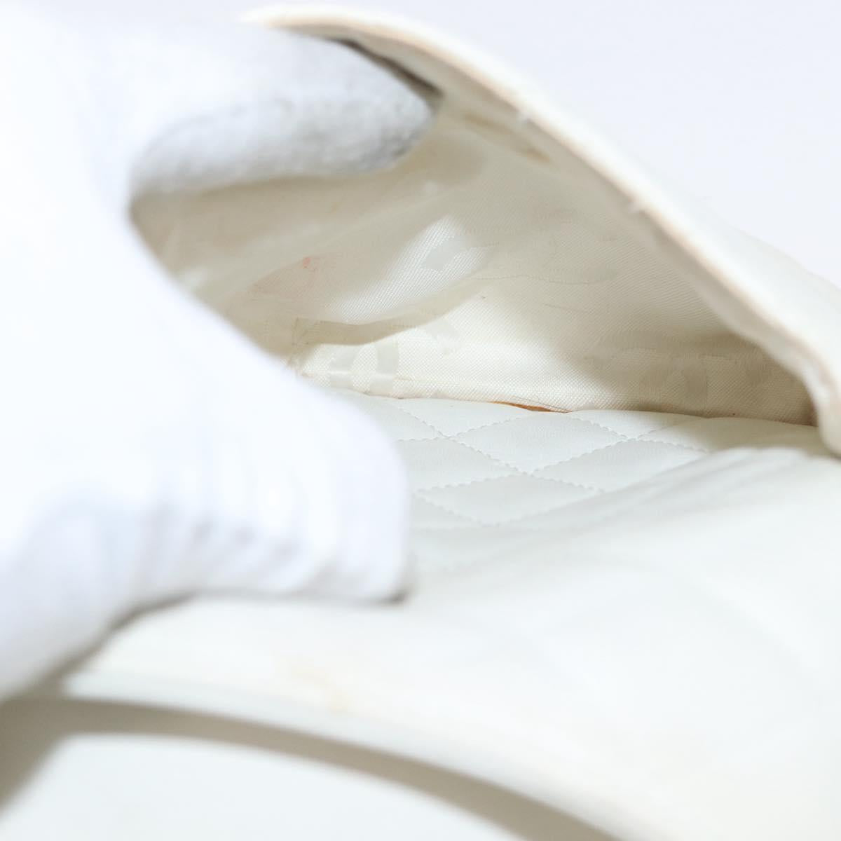 CHANEL Matelasse Cambon Line Shoulder Bag Calf Skin White Black CC Auth 157056