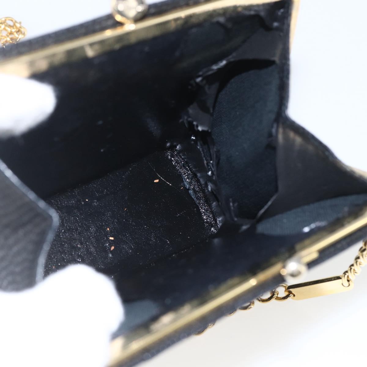 Salvatore Ferragamo Chain Vala Shoulder Bag Leather Black Gold Auth 157062