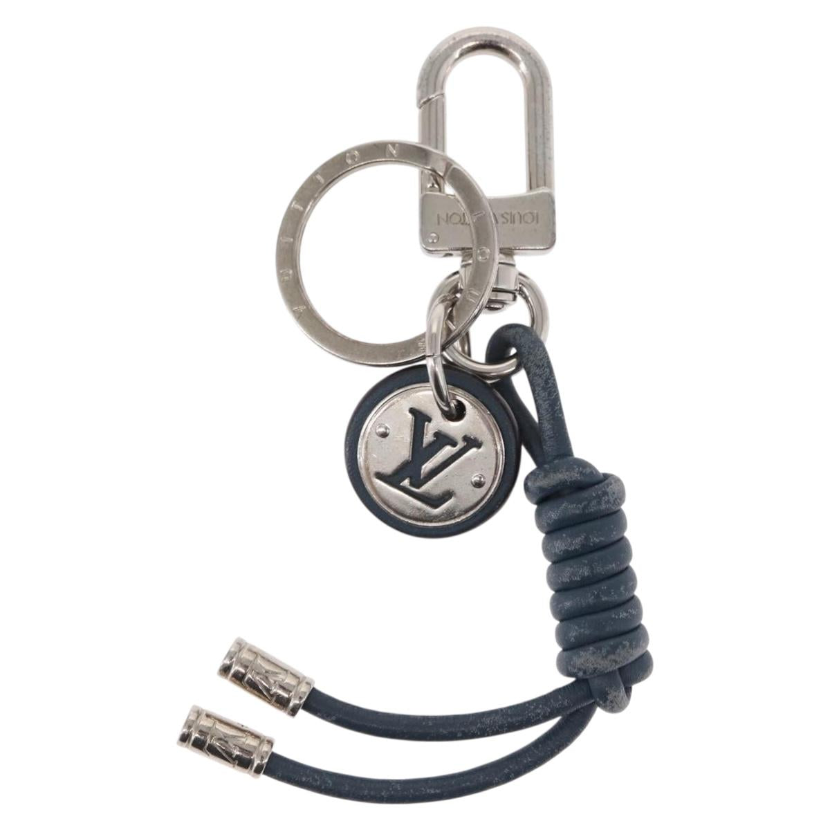 LOUIS VUITTON Leather Rope Key Charm metal Silver M62730 LV Auth 157066