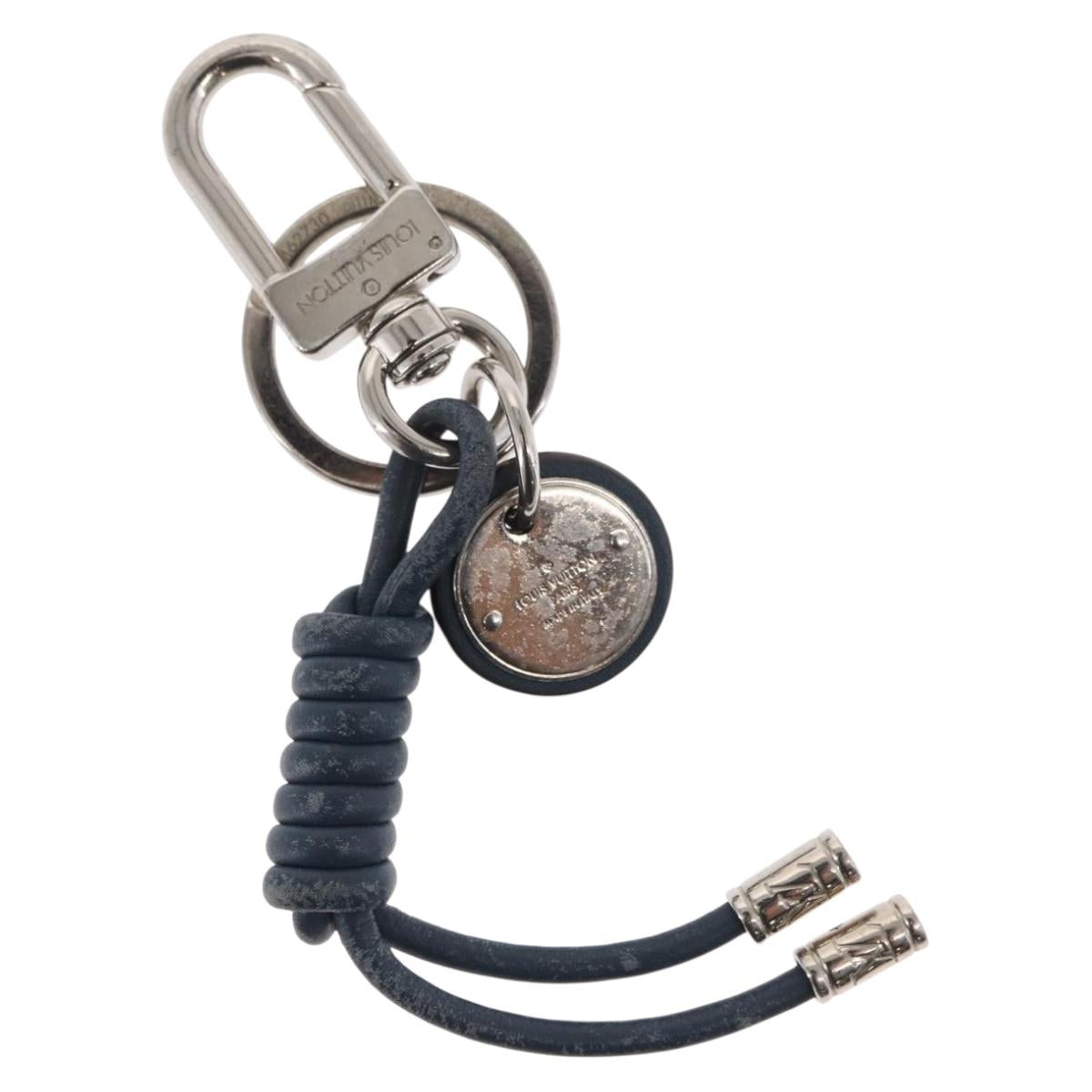 LOUIS VUITTON Leather Rope Key Charm metal Silver M62730 LV Auth 157066