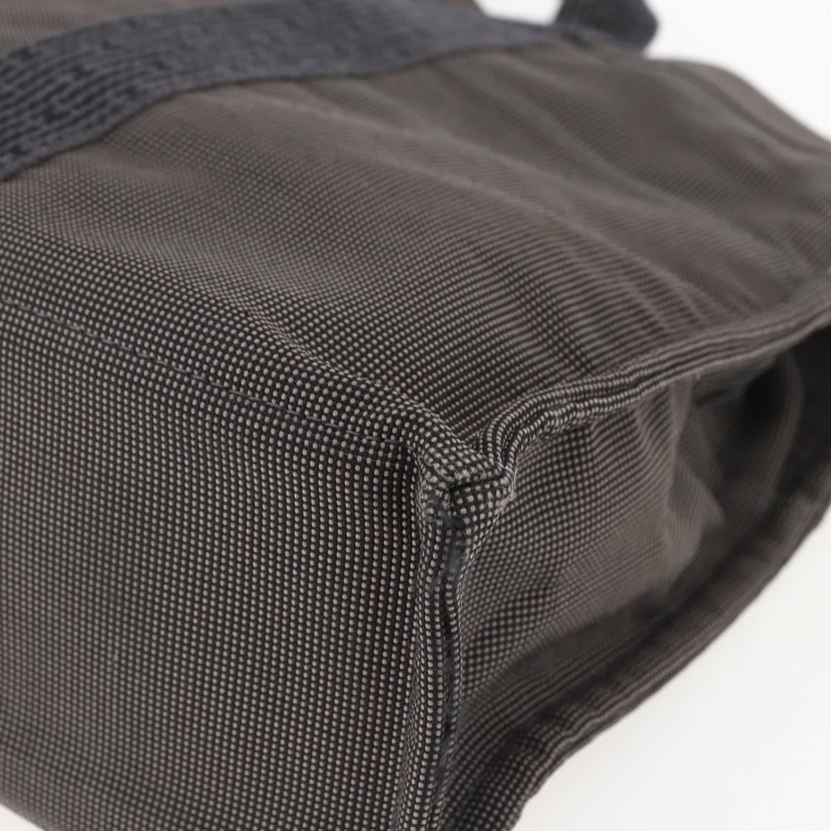 HERMES Her LineMM Hand Bag Canvas Gray Silver Auth 157067