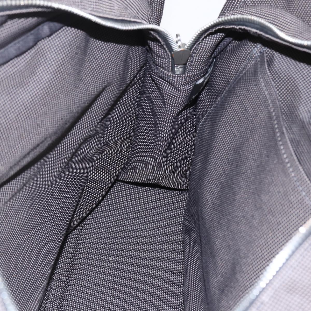 HERMES Her LineMM Hand Bag Canvas Gray Silver Auth 157067