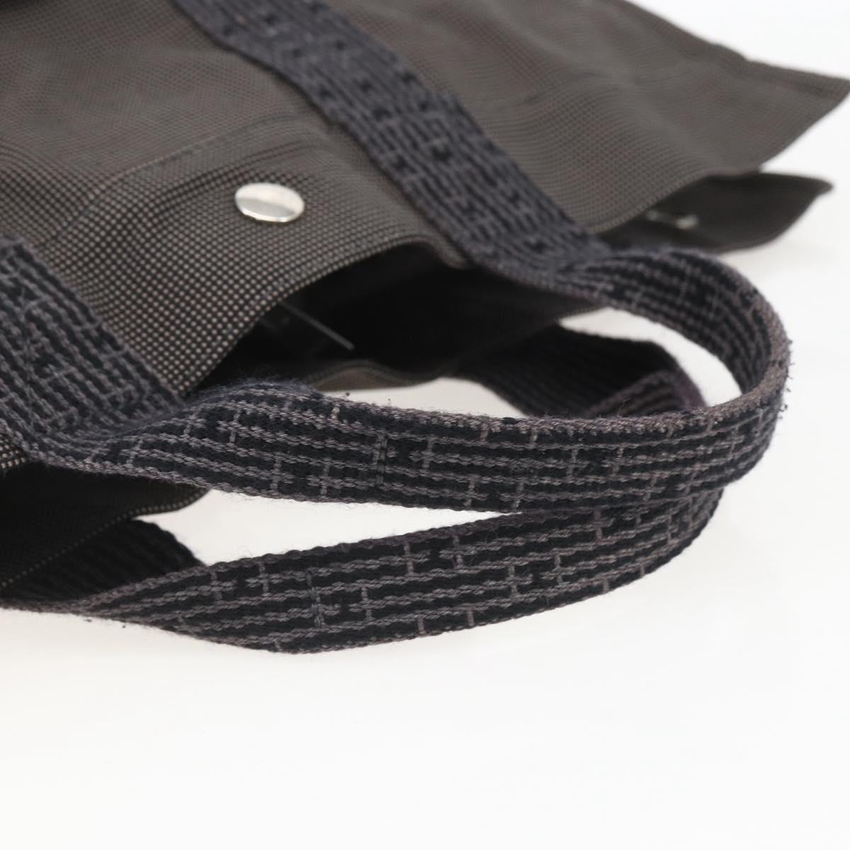 HERMES Her LineMM Hand Bag Canvas Gray Silver Auth 157067