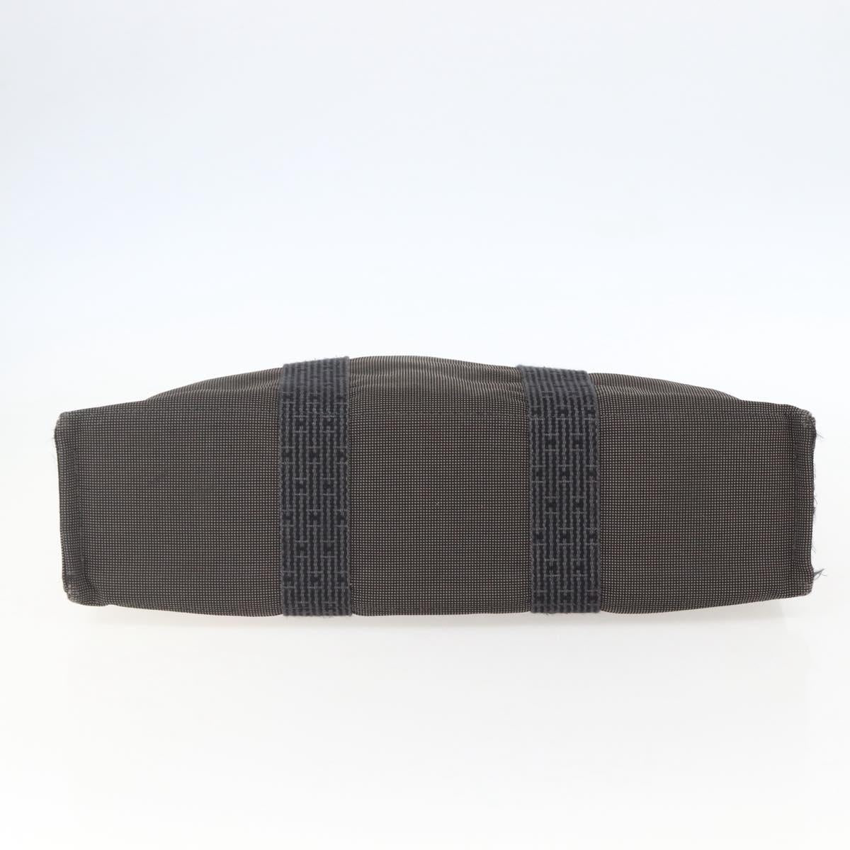 HERMES Her LineMM Hand Bag Canvas Gray Silver Auth 157067