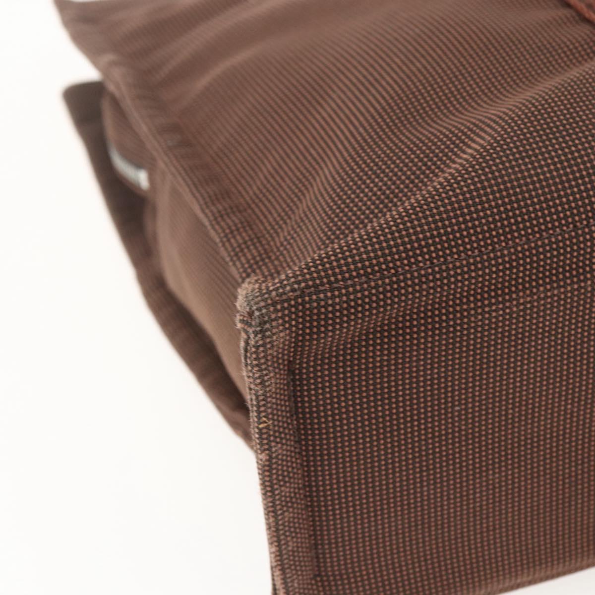 HERMES Her LineMM Hand Bag Canvas Brown Silver Auth 157068