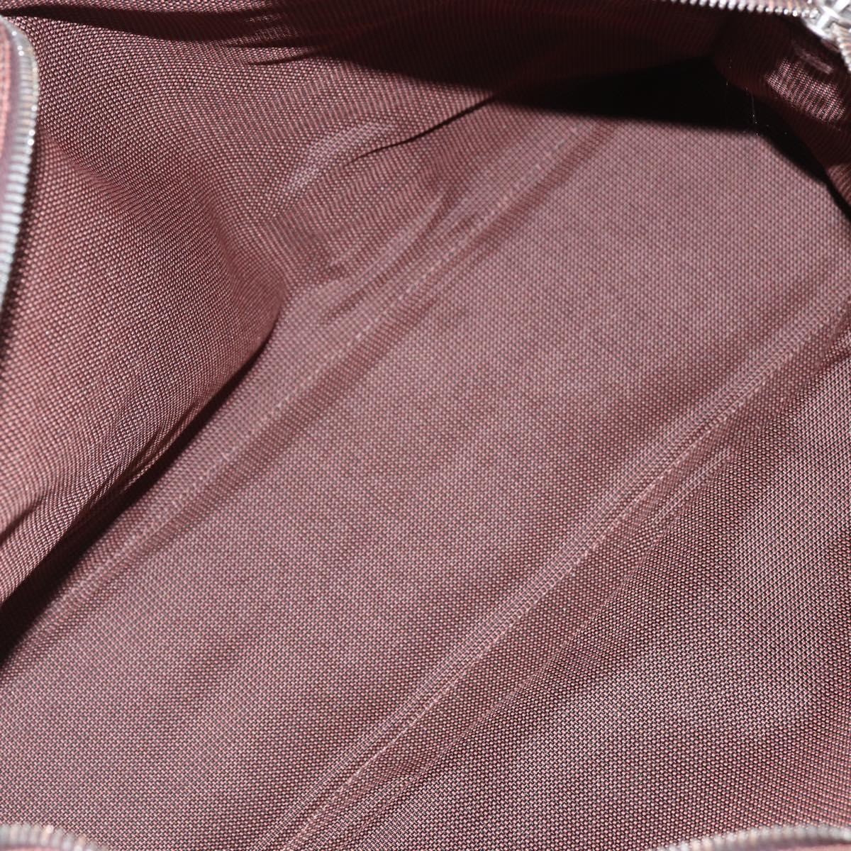 HERMES Her LineMM Hand Bag Canvas Brown Silver Auth 157068