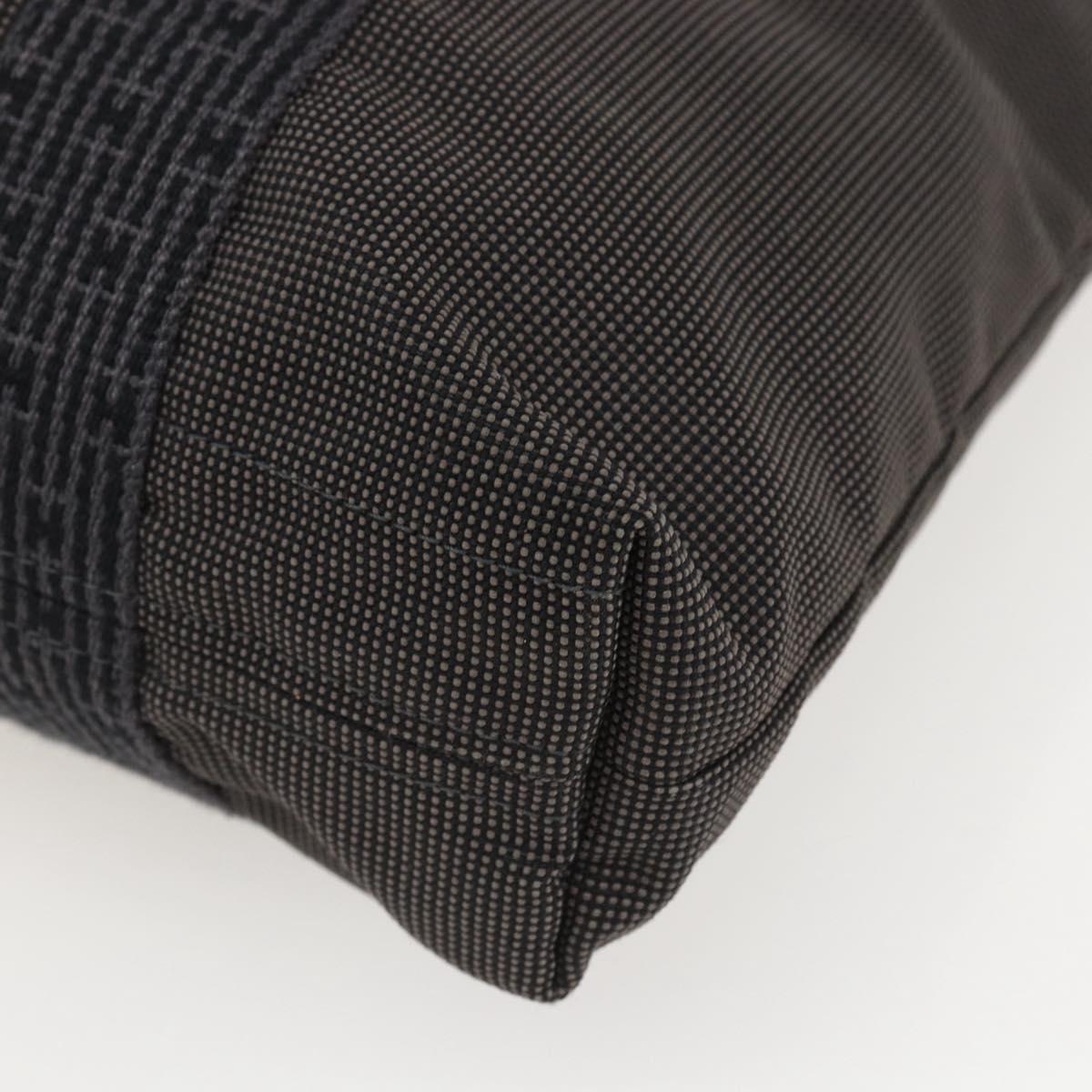 HERMES Her LineMM Hand Bag Canvas Gray Silver Auth 157069