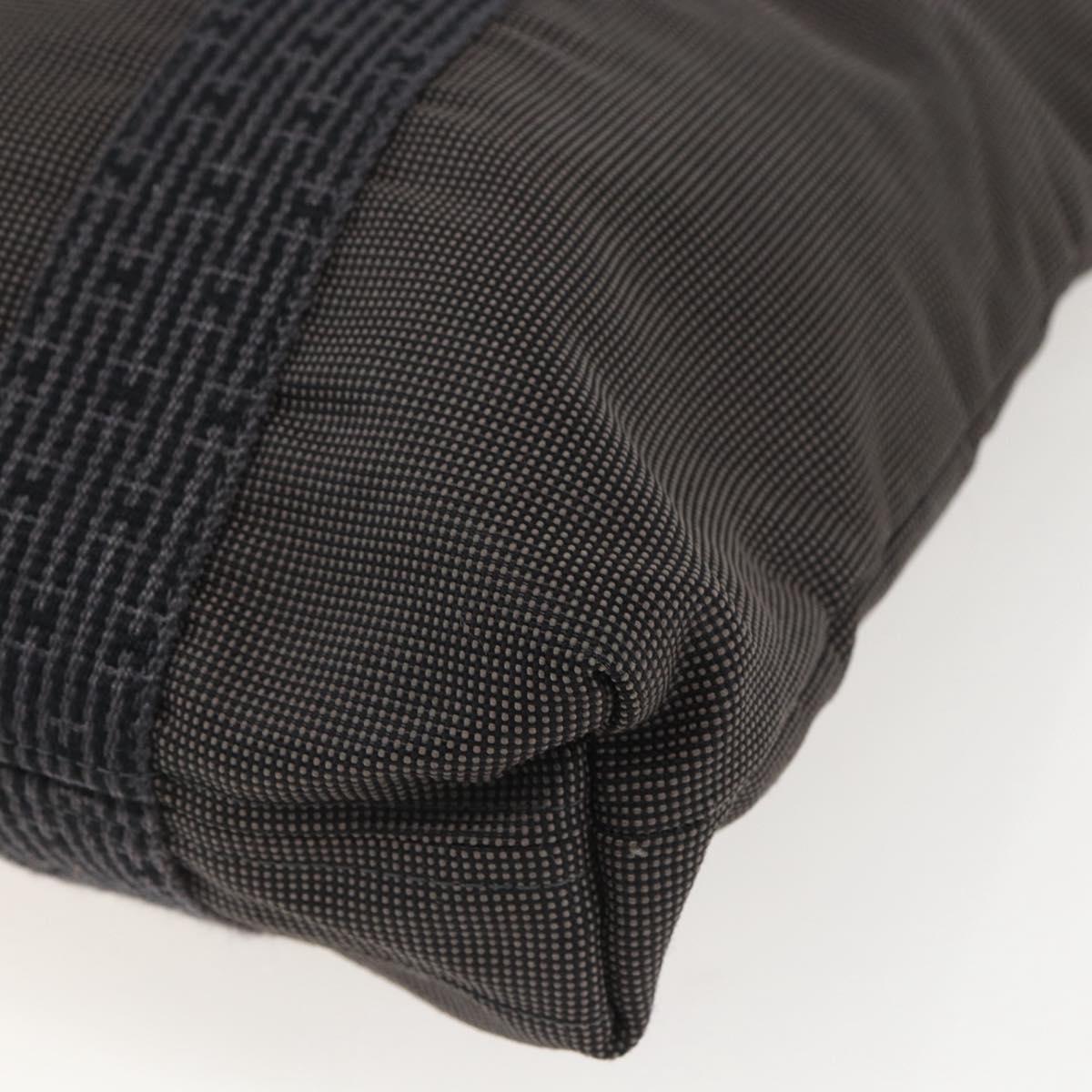 HERMES Her LineMM Hand Bag Canvas Gray Silver Auth 157069