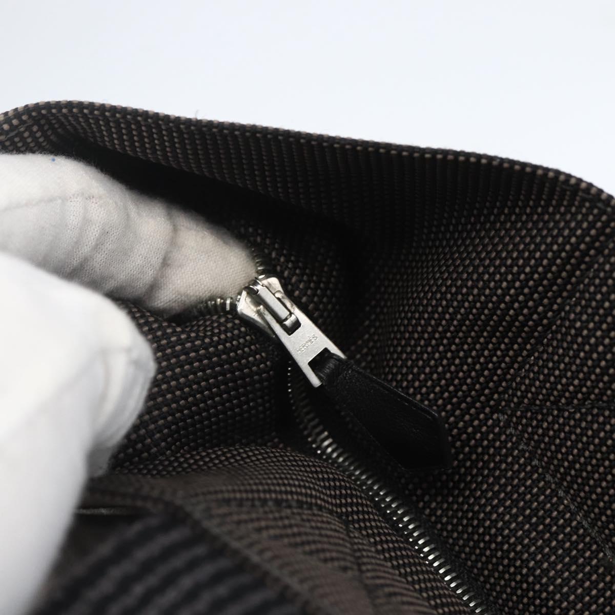 HERMES Her LineMM Hand Bag Canvas Gray Silver Auth 157069