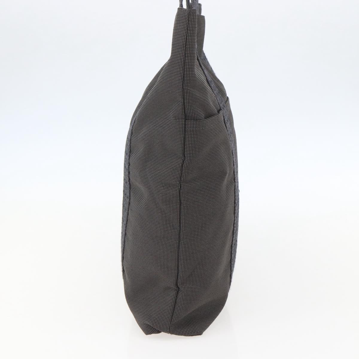 HERMES Her LineMM Hand Bag Canvas Gray Silver Auth 157069