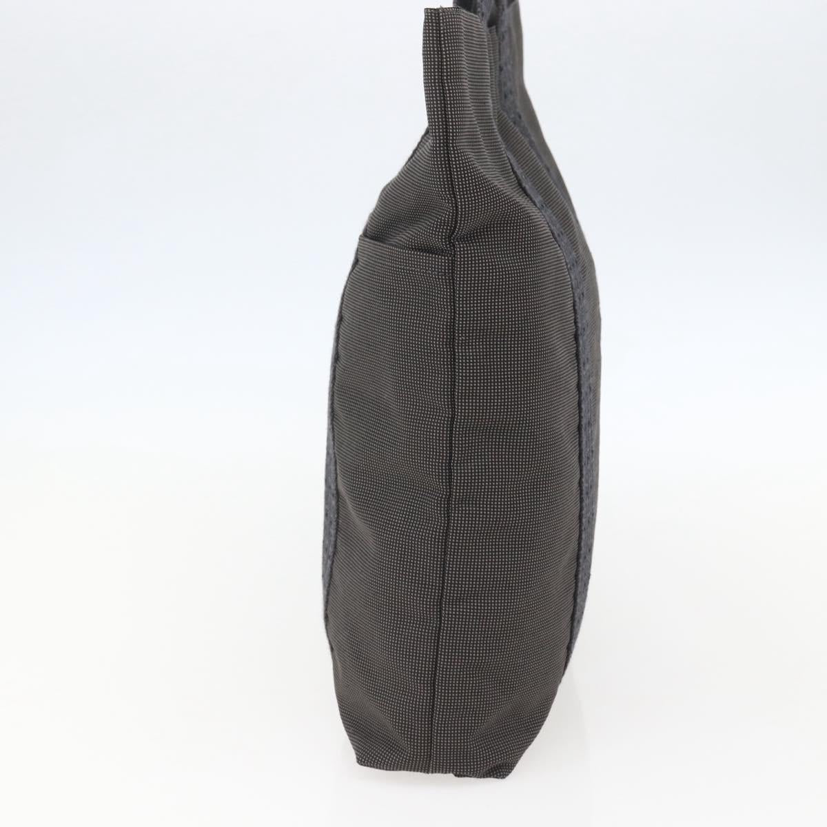 HERMES Her LineMM Hand Bag Canvas Gray Silver Auth 157069