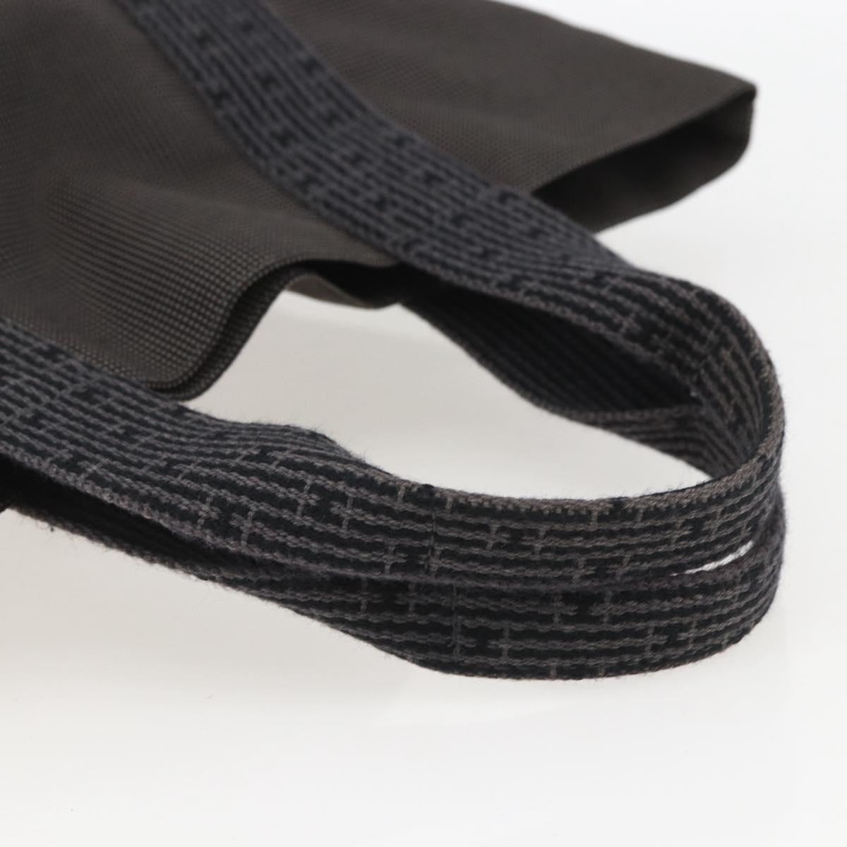 HERMES Her LineMM Hand Bag Canvas Gray Silver Auth 157069