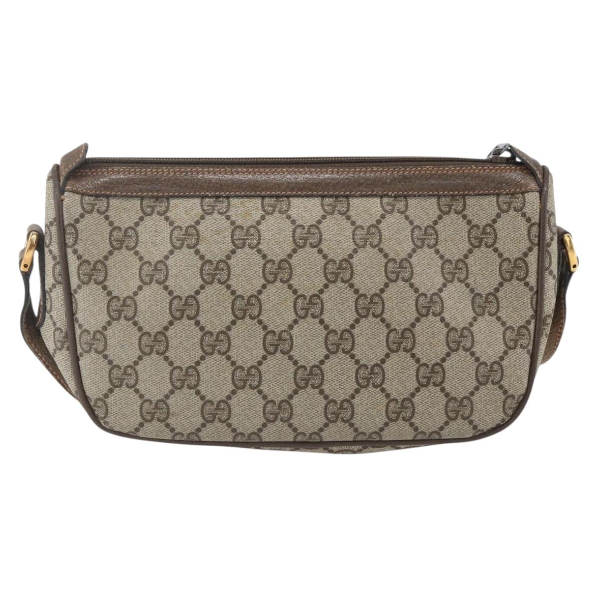 GUCCI GG Supreme Web Sherry Line Bag PVC Beige Gold 89 02 054 Auth 157071