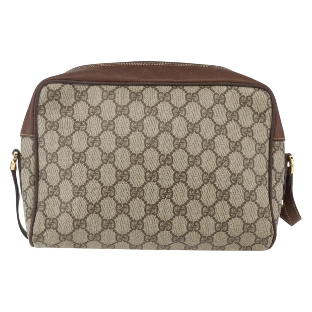 GUCCI GG Supreme Web Sherry Line Bag PVC Beige Gold 001 113 6165 Auth 157072