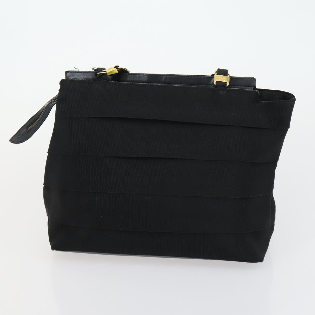 Salvatore Ferragamo Gancini Vala Hand Bag Leather 3 Set Black Auth 157075