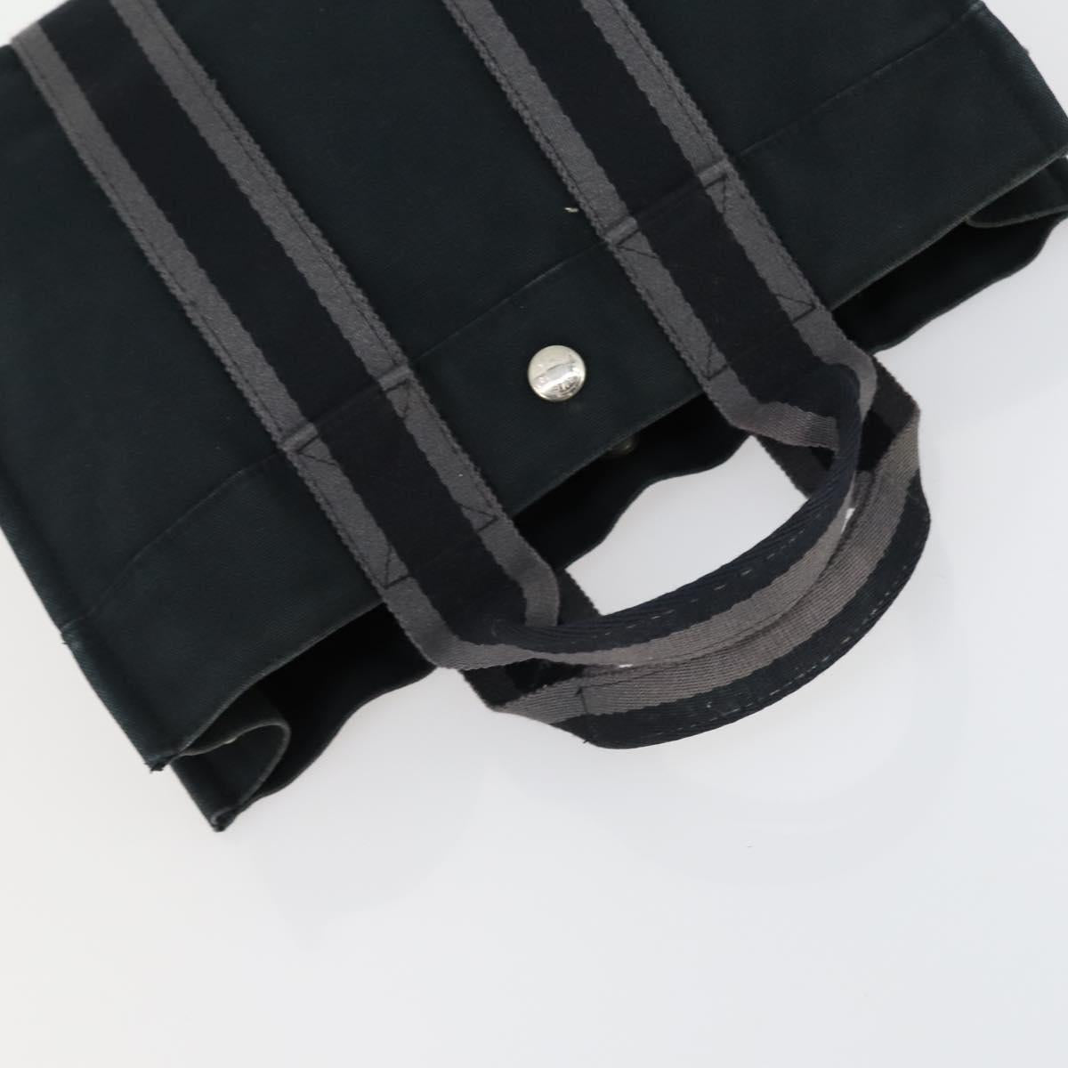 HERMES Fourre ToutPM Hand Bag Canvas 2 Set Black Auth 157076