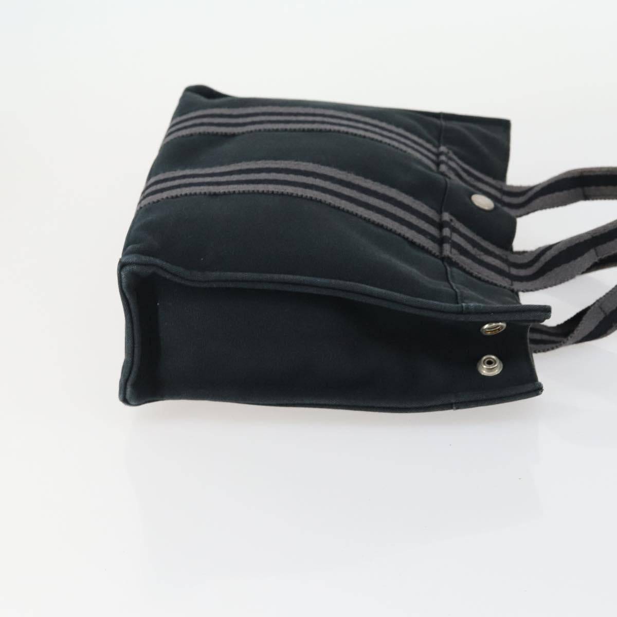 HERMES Fourre ToutPM Hand Bag Canvas 2 Set Black Auth 157076