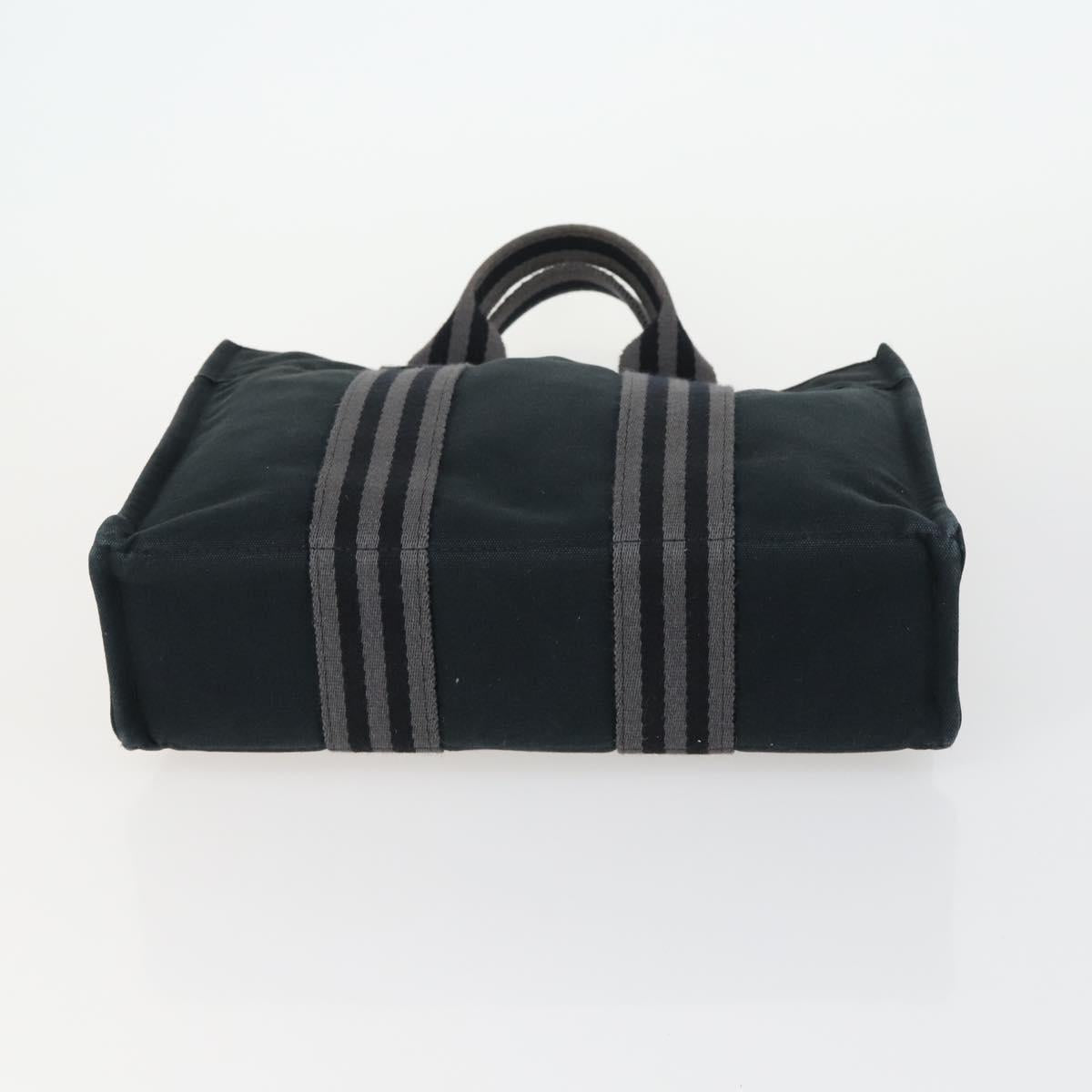 HERMES Fourre ToutPM Hand Bag Canvas 2 Set Black Auth 157076