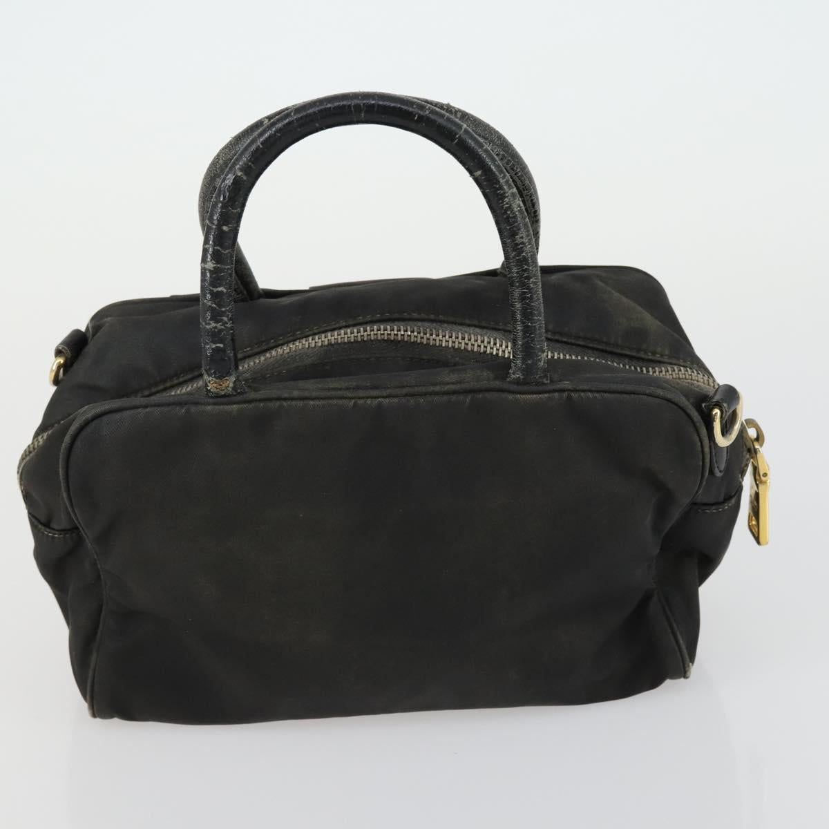 PRADA Tote Bag Nylon 2 Set Black Beige Auth 157078
