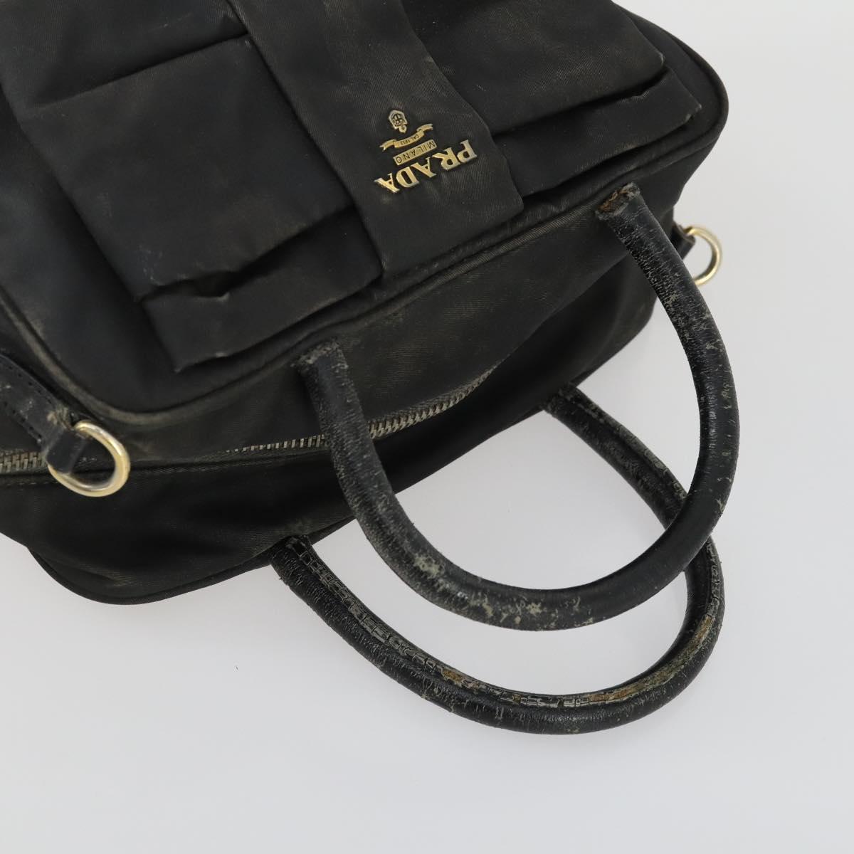 PRADA Tote Bag Nylon 2 Set Black Beige Auth 157078