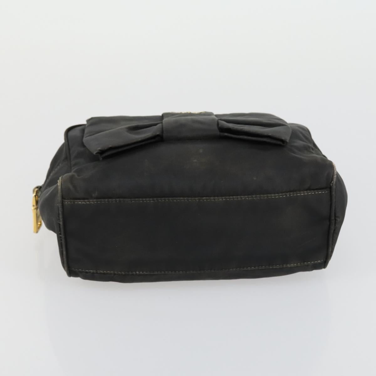 PRADA Tote Bag Nylon 2 Set Black Beige Auth 157078