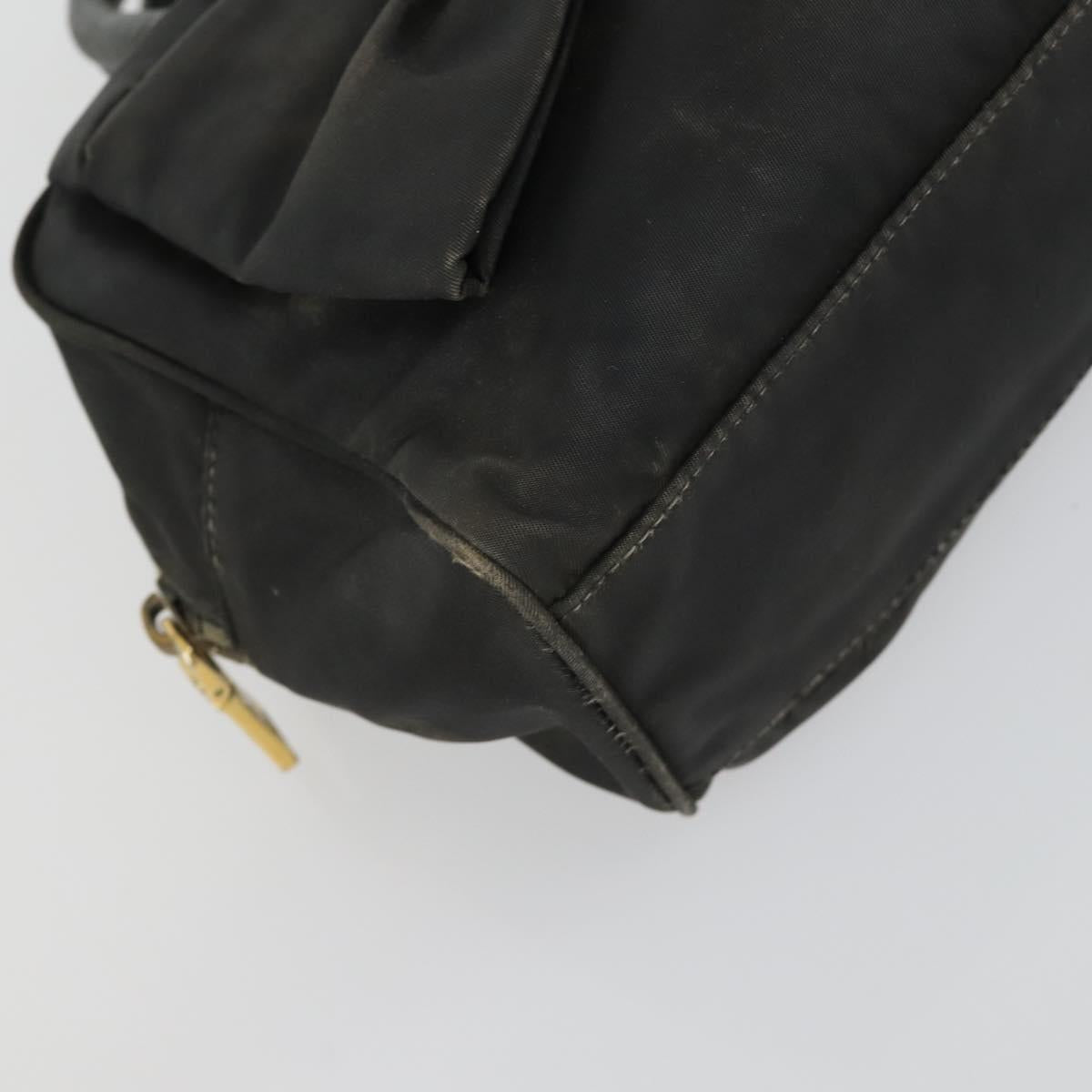 PRADA Tote Bag Nylon 2 Set Black Beige Auth 157078