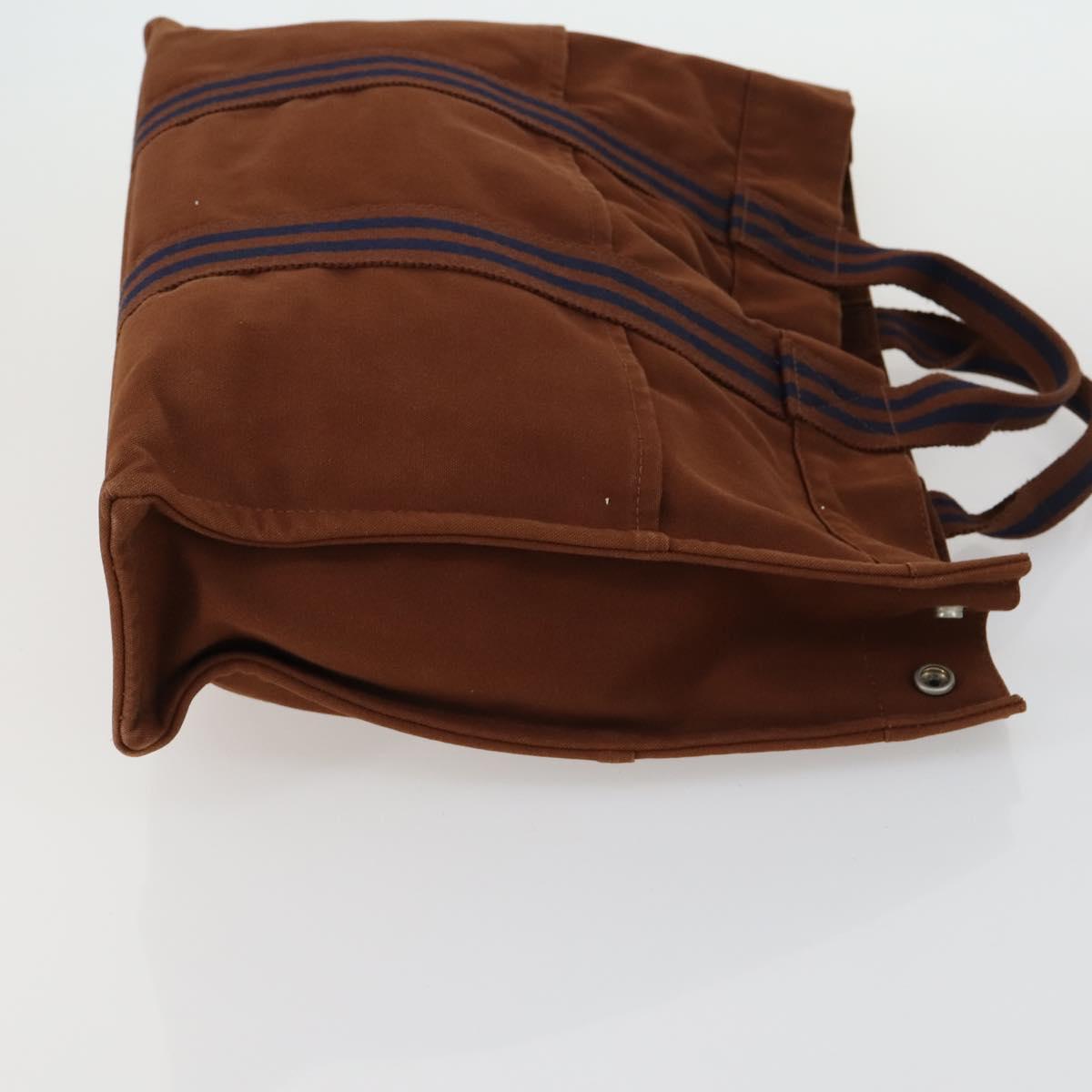 HERMES Brown Fourre Tout Hand Bag Canvas 4 Set Black Navy gray Auth 157079