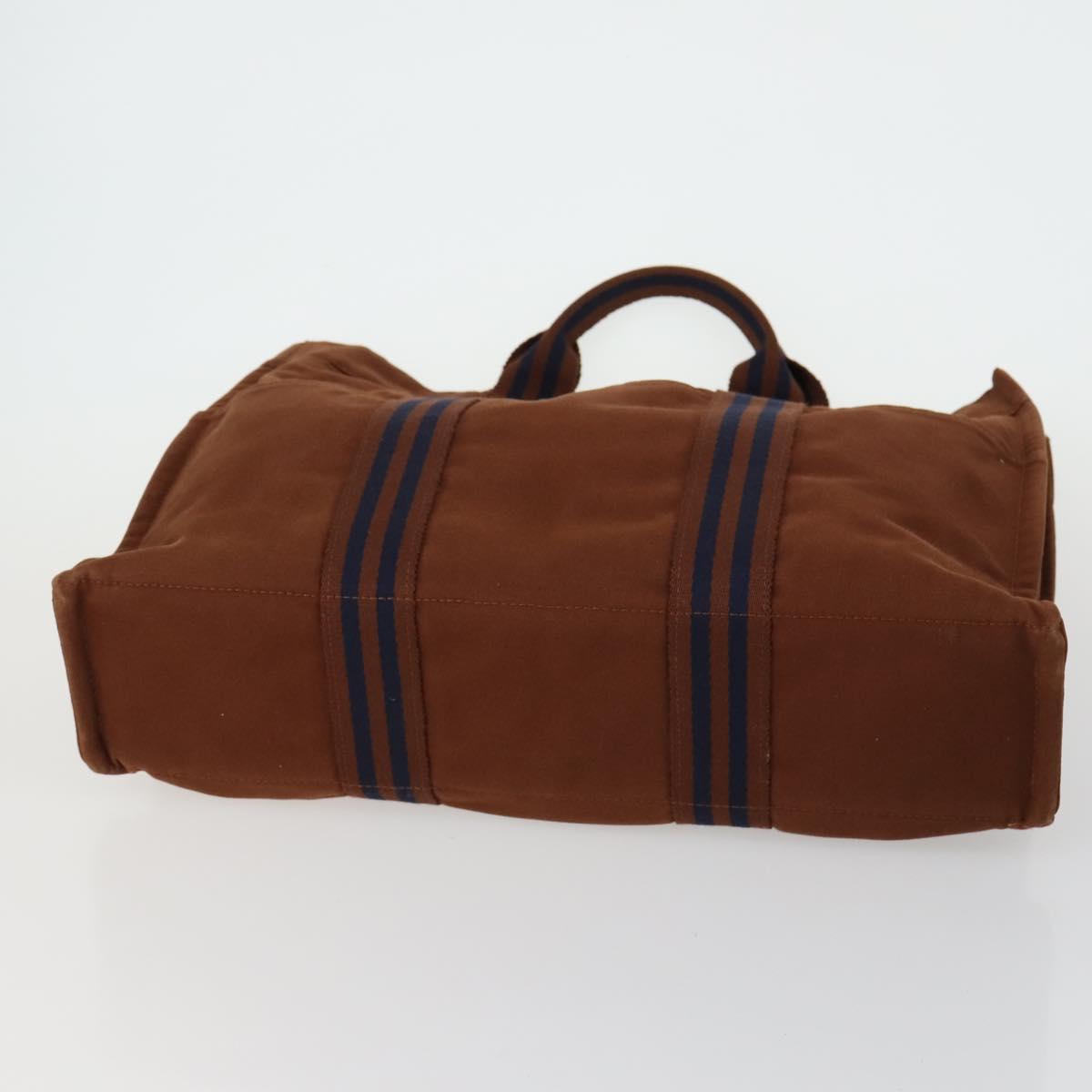 HERMES Brown Fourre Tout Hand Bag Canvas 4 Set Black Navy gray Auth 157079