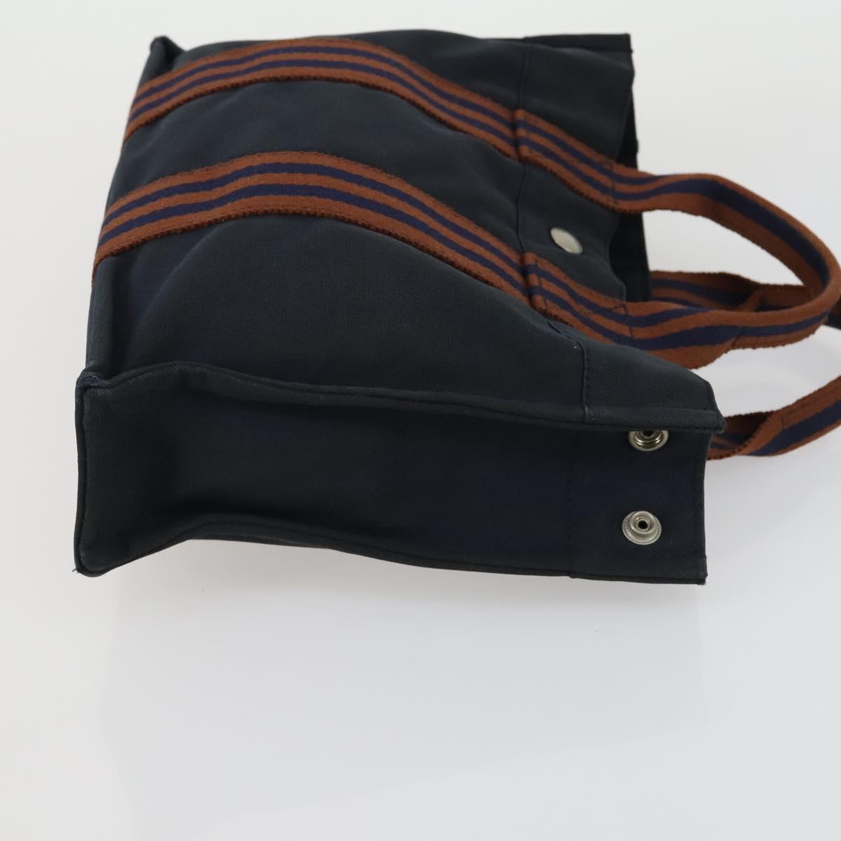 HERMES Brown Fourre Tout Hand Bag Canvas 4 Set Black Navy gray Auth 157079