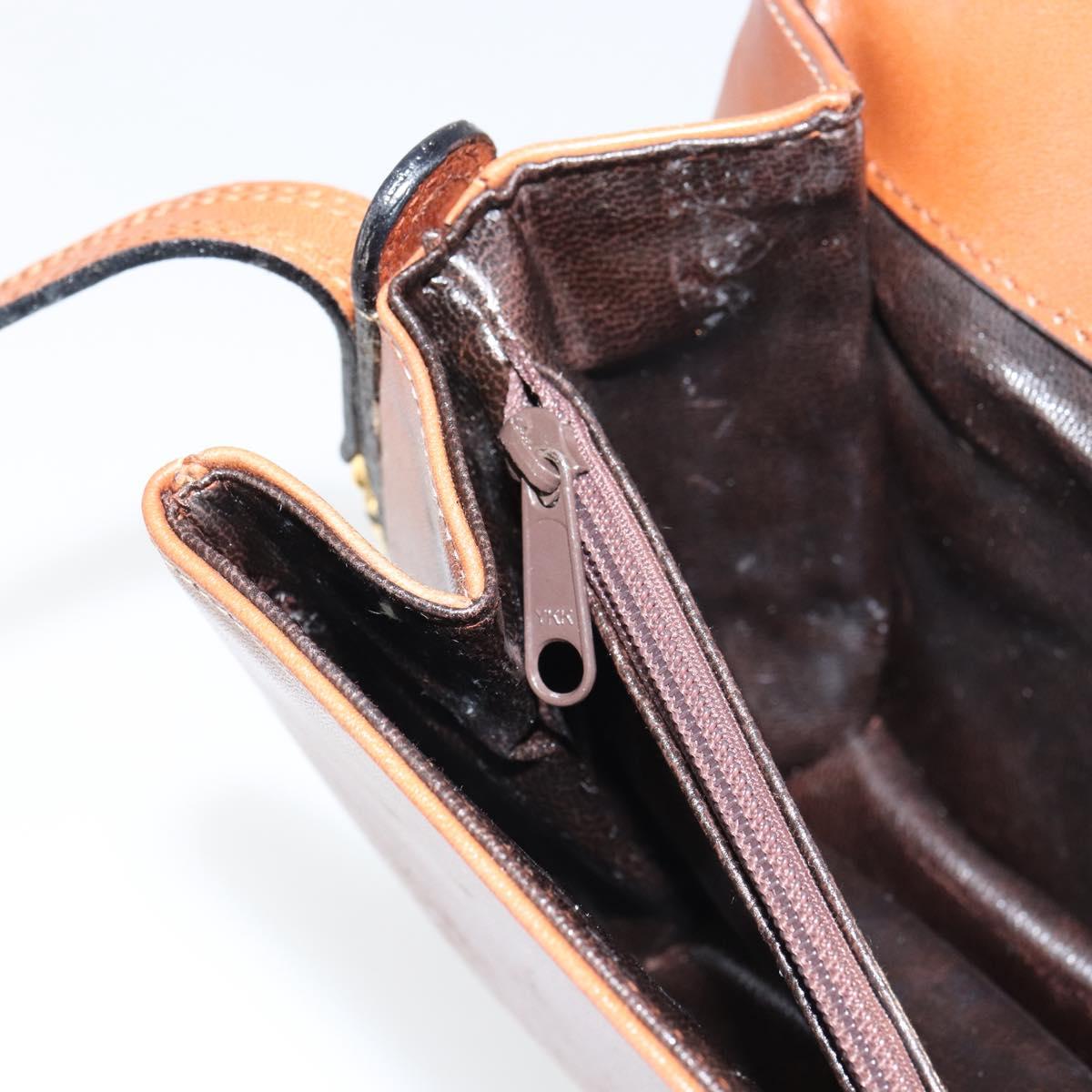 BALLY Shoulder Bag Leather Brown Gold Auth 157101