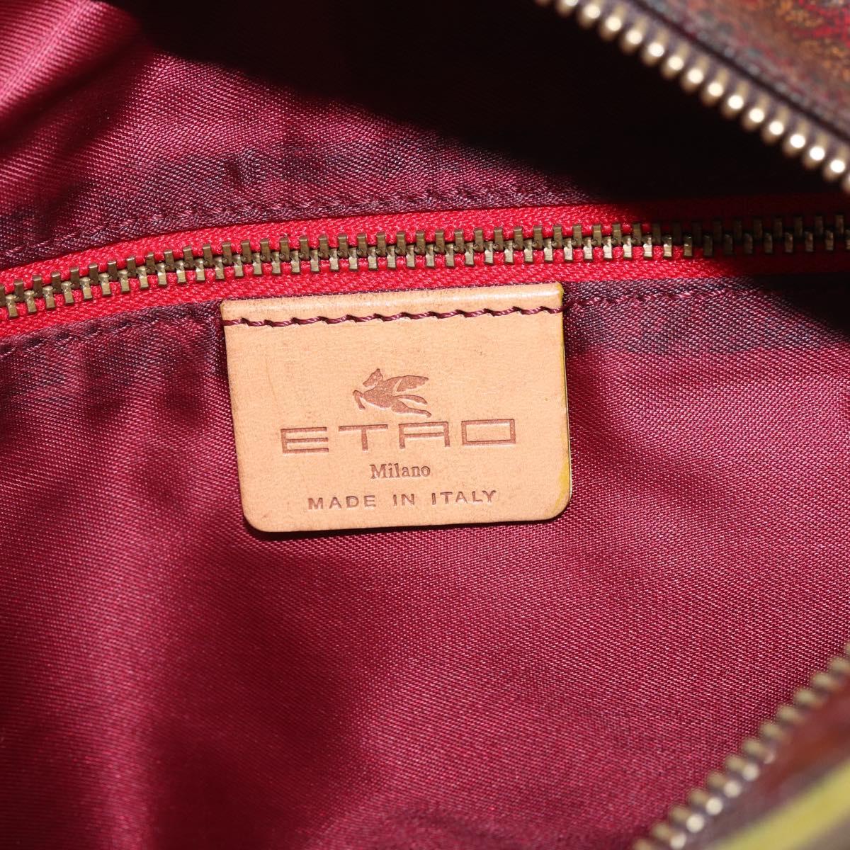 ETRO Paisley Hand Bag PVC Leather Brown Gold Auth 157103