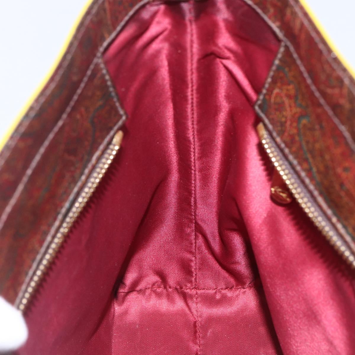 ETRO Paisley Hand Bag PVC Leather Brown Gold Auth 157103