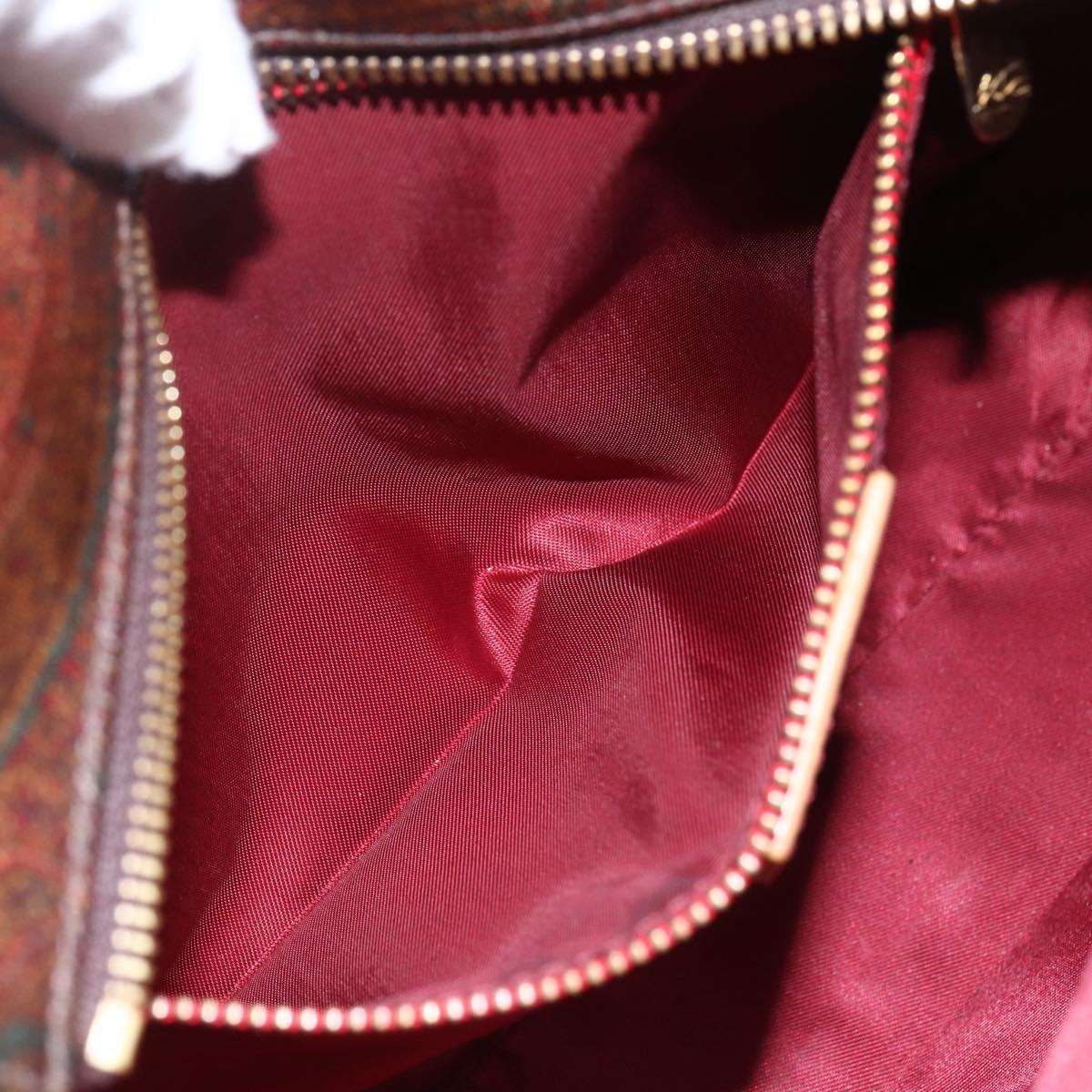 ETRO Paisley Hand Bag PVC Leather Brown Gold Auth 157103