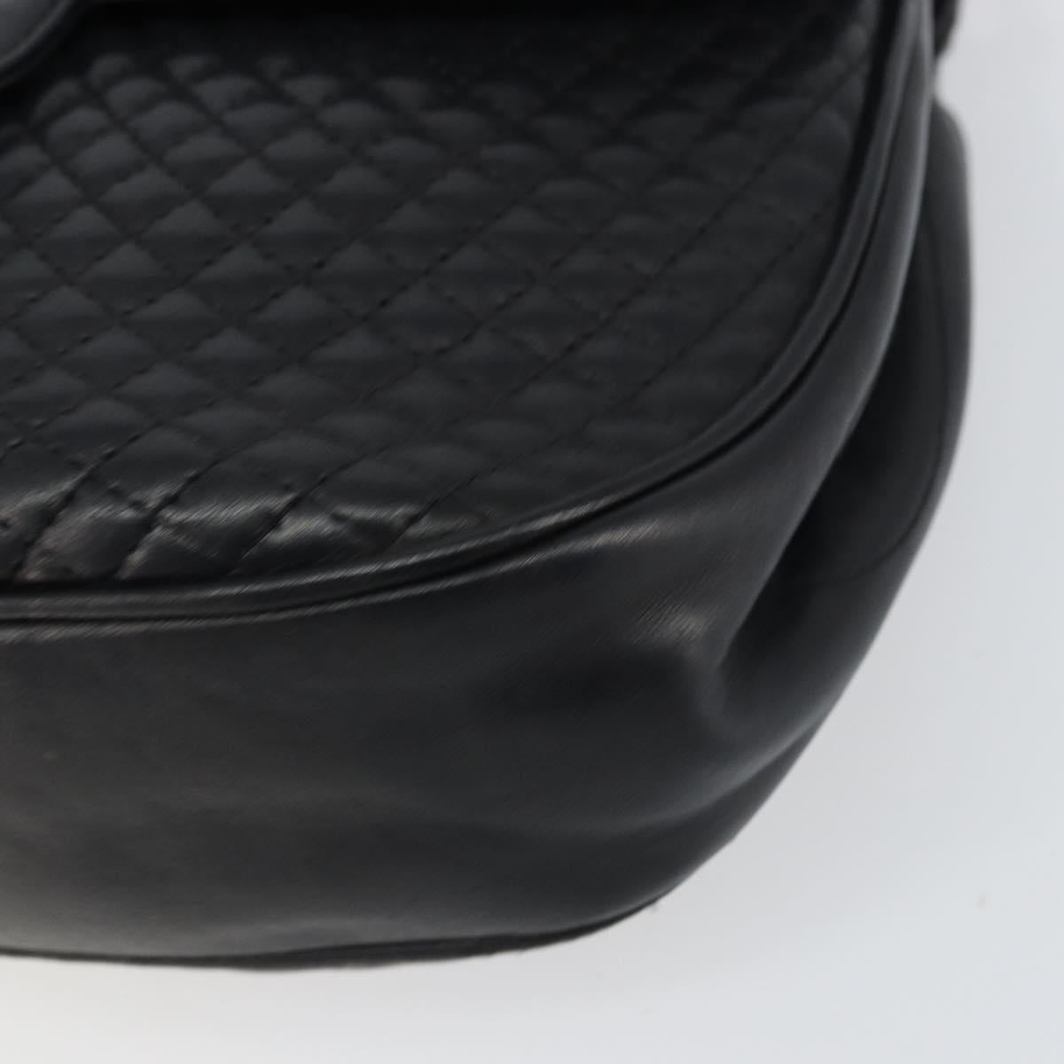 BALLY Chain Shoulder Bag Leather Black Gold Auth 157106