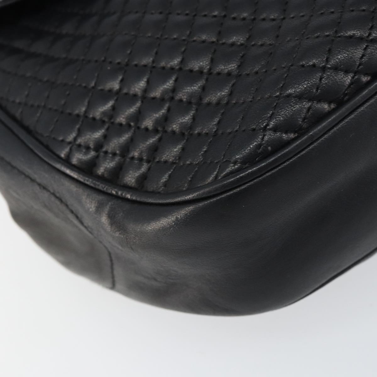 BALLY Chain Shoulder Bag Leather Black Gold Auth 157106