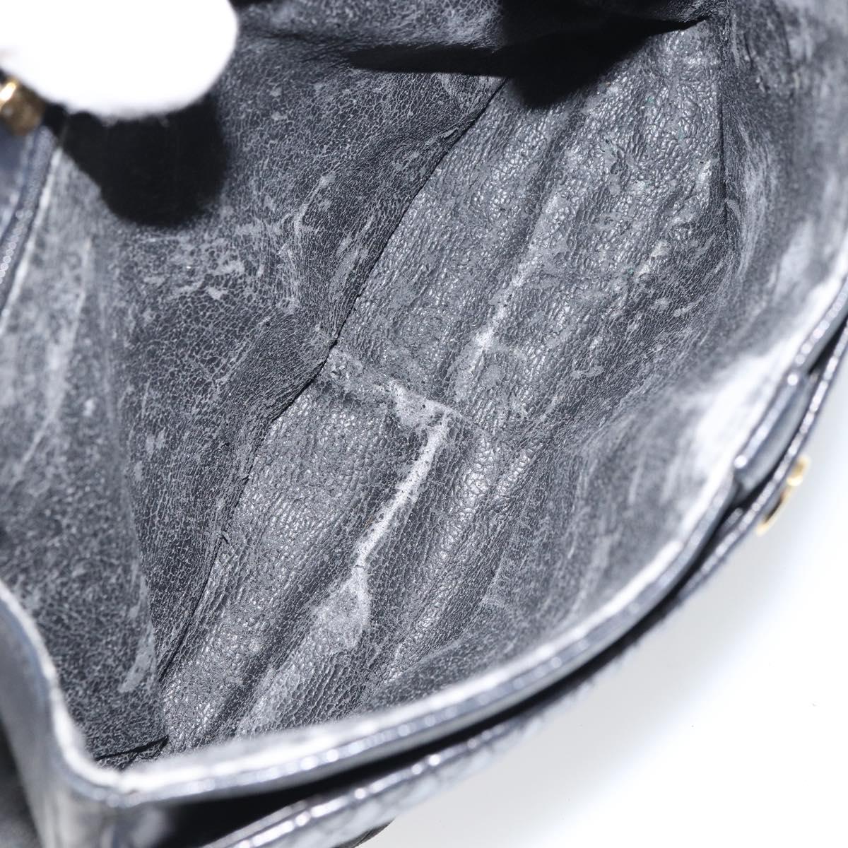 BALLY Chain Shoulder Bag Leather Black Gold Auth 157106