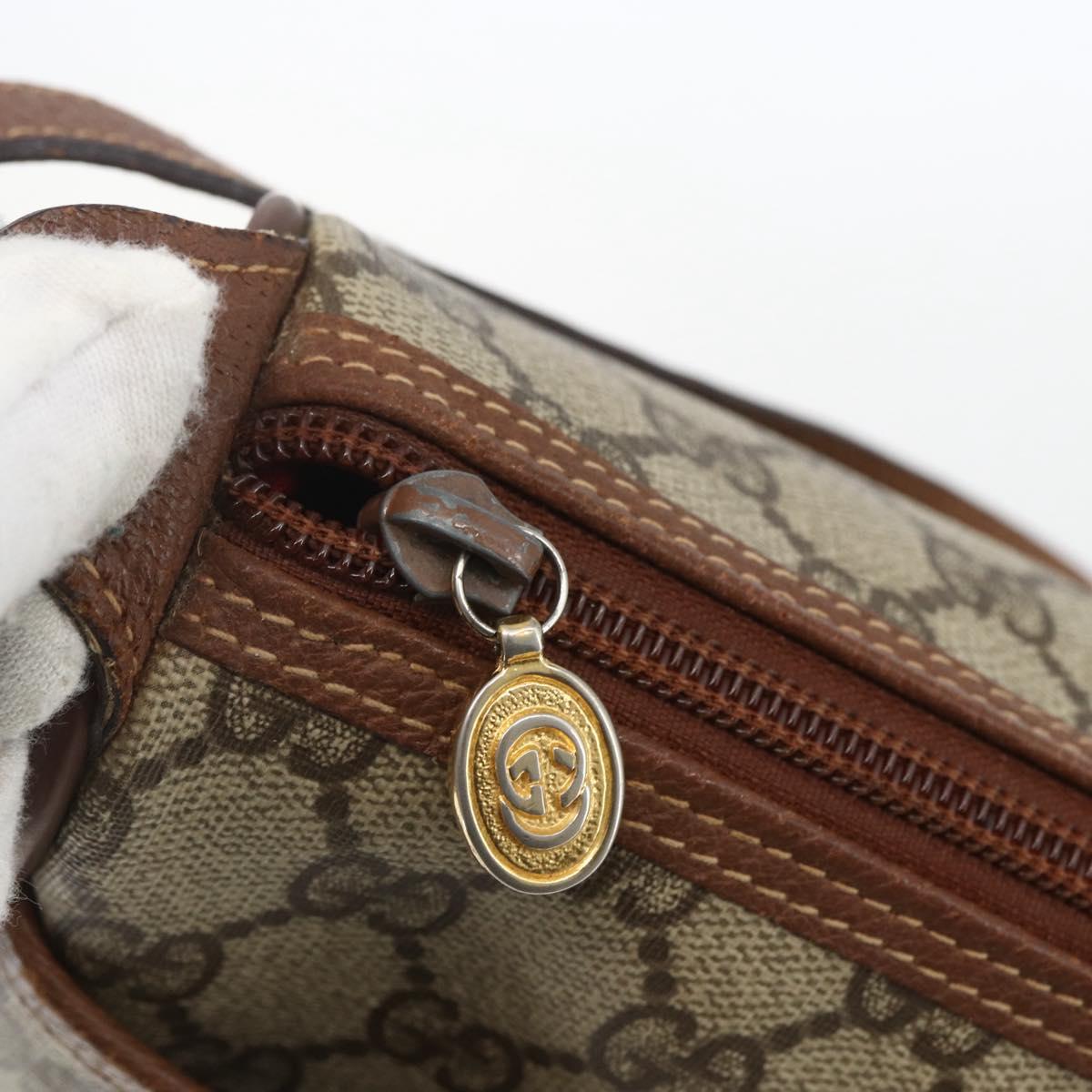 GUCCI GG Supreme Web Sherry Line Bag PVC Beige Gold 001 58 6177 Auth 157107