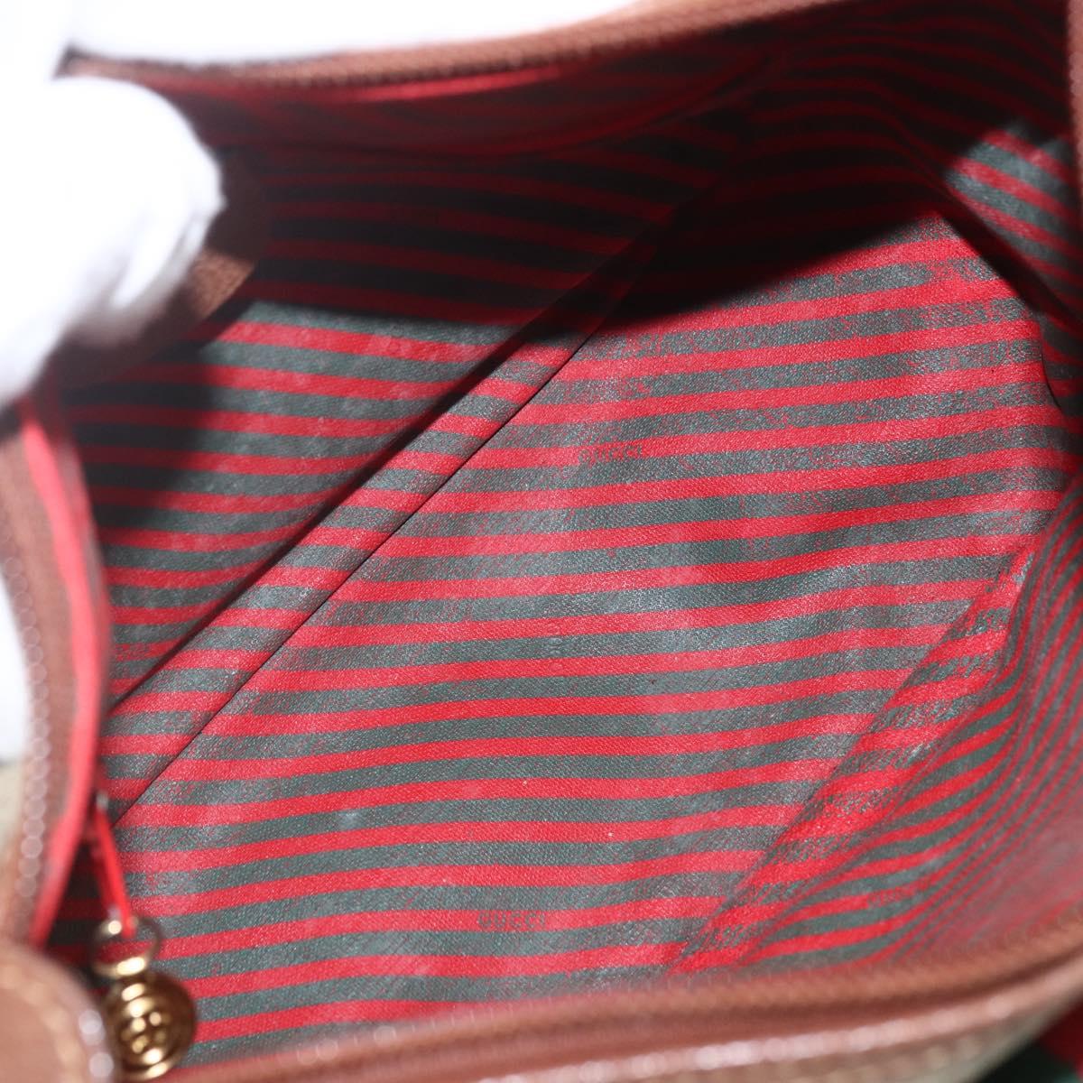 GUCCI GG Supreme Web Sherry Line Bag PVC Beige Gold 001 58 6177 Auth 157107