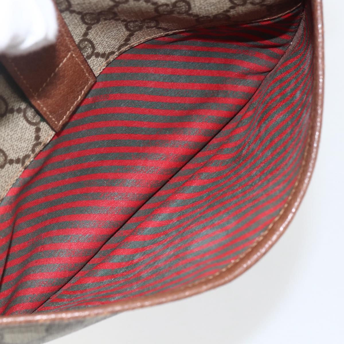 GUCCI GG Supreme Web Sherry Line Bag PVC Beige Gold 001 58 6177 Auth 157107