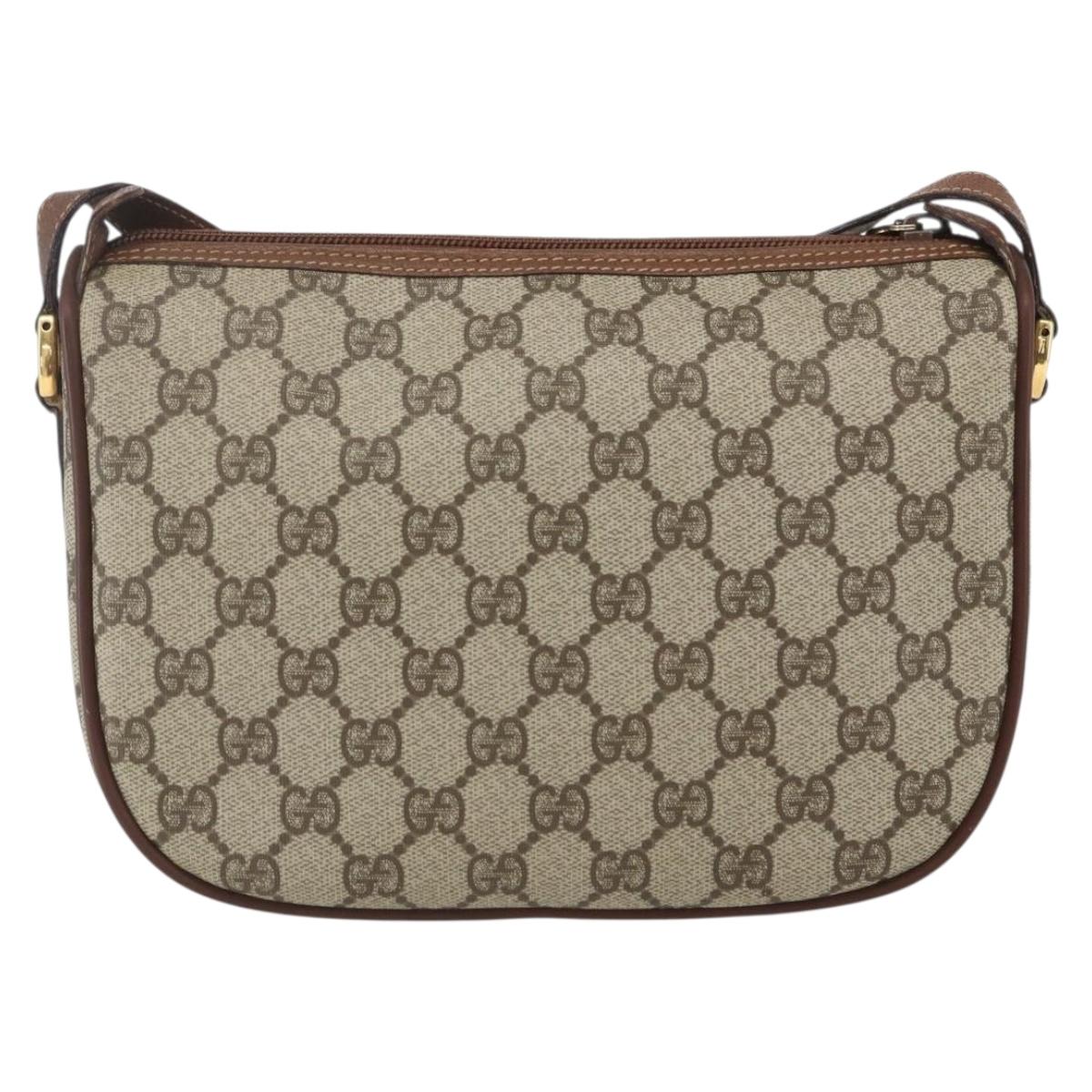 GUCCI GG Supreme Web Sherry Line Bag PVC Beige Gold 001 58 6177 Auth 157107