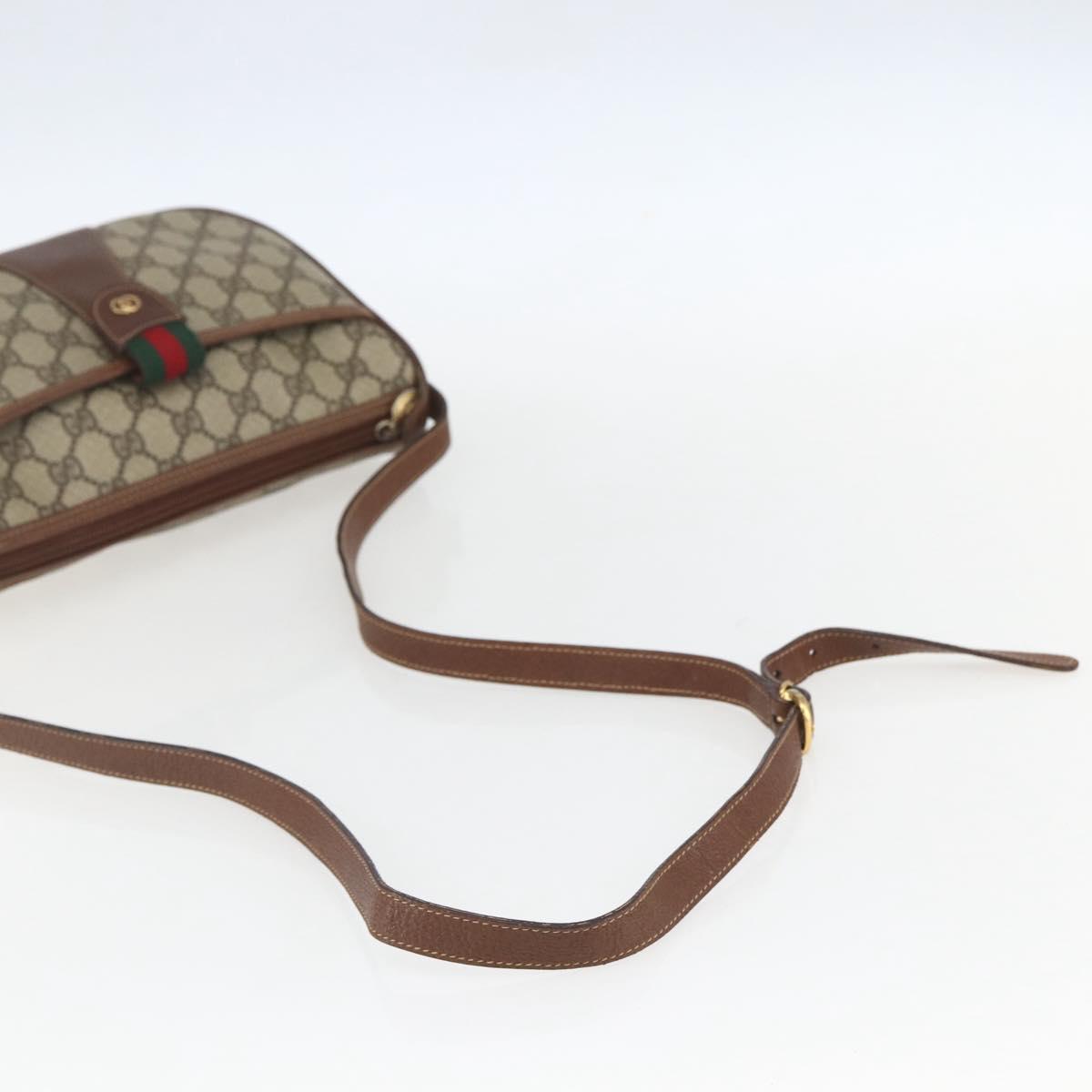 GUCCI GG Supreme Web Sherry Line Bag PVC Beige Gold 001 58 6177 Auth 157107