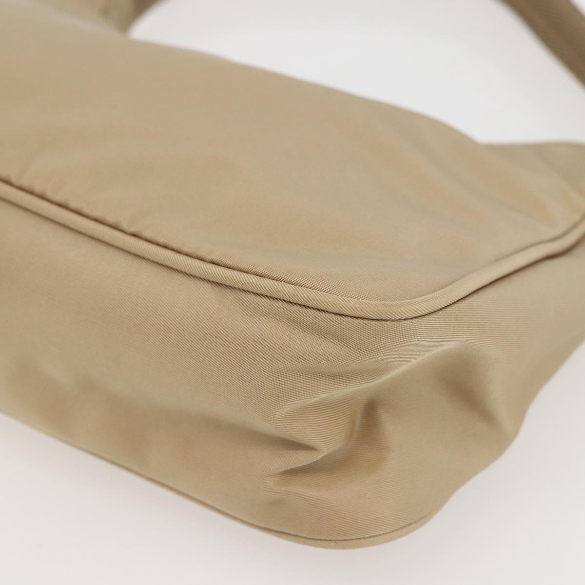 PRADA Hand Bag Nylon Beige Silver Auth 157109V