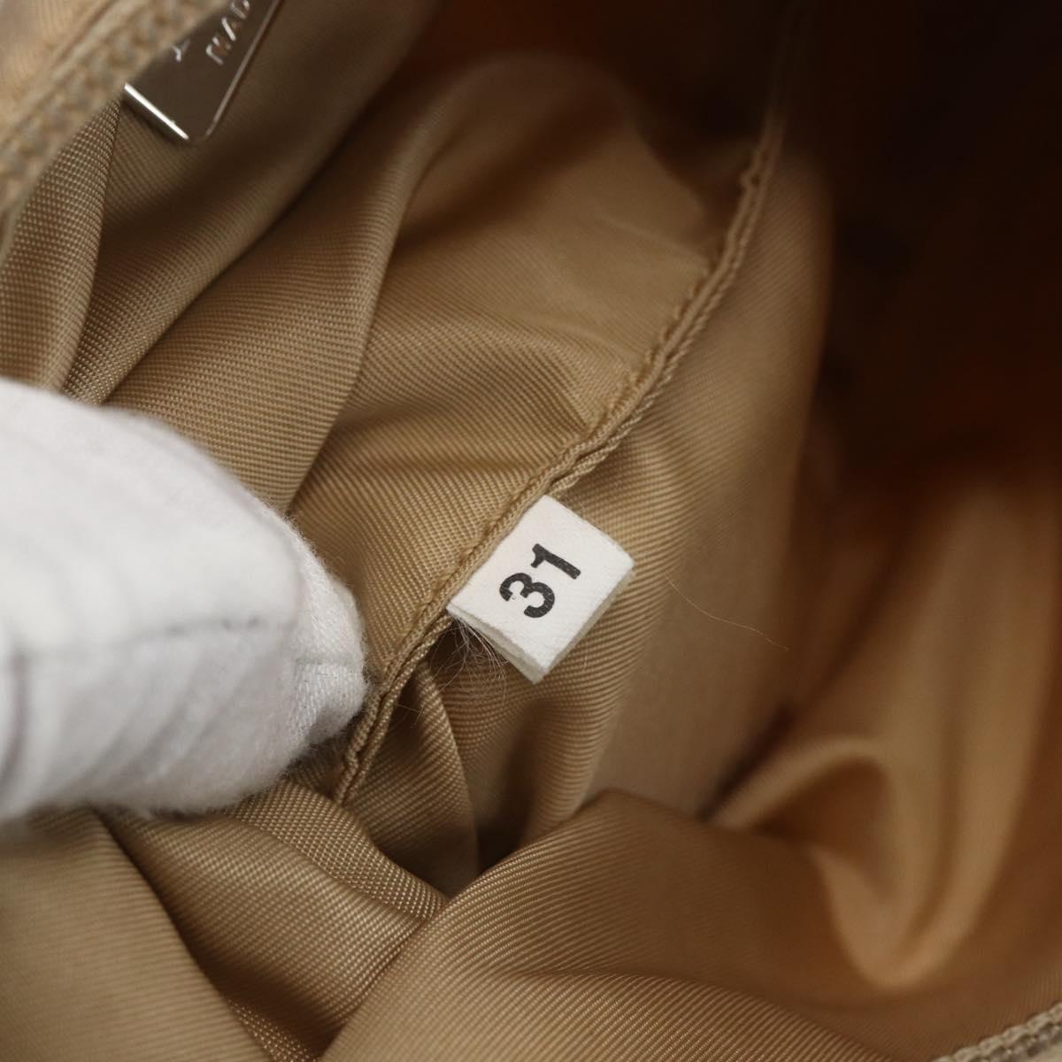 PRADA Hand Bag Nylon Beige Silver Auth 157109V