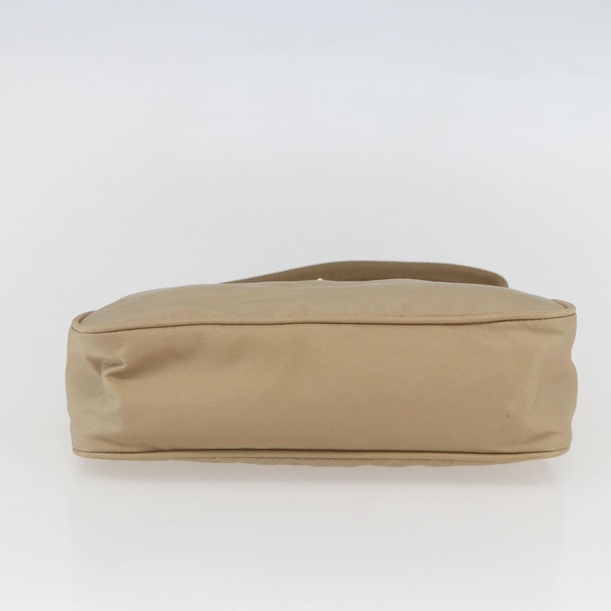 PRADA Hand Bag Nylon Beige Silver Auth 157109V