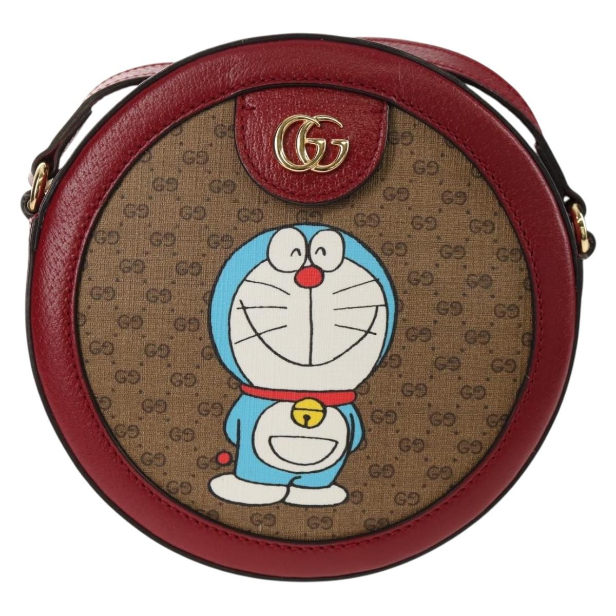 GUCCI Micro GG Supreme Doraemon Collaboration Bag PVC Beige 625216 Auth 157114SM