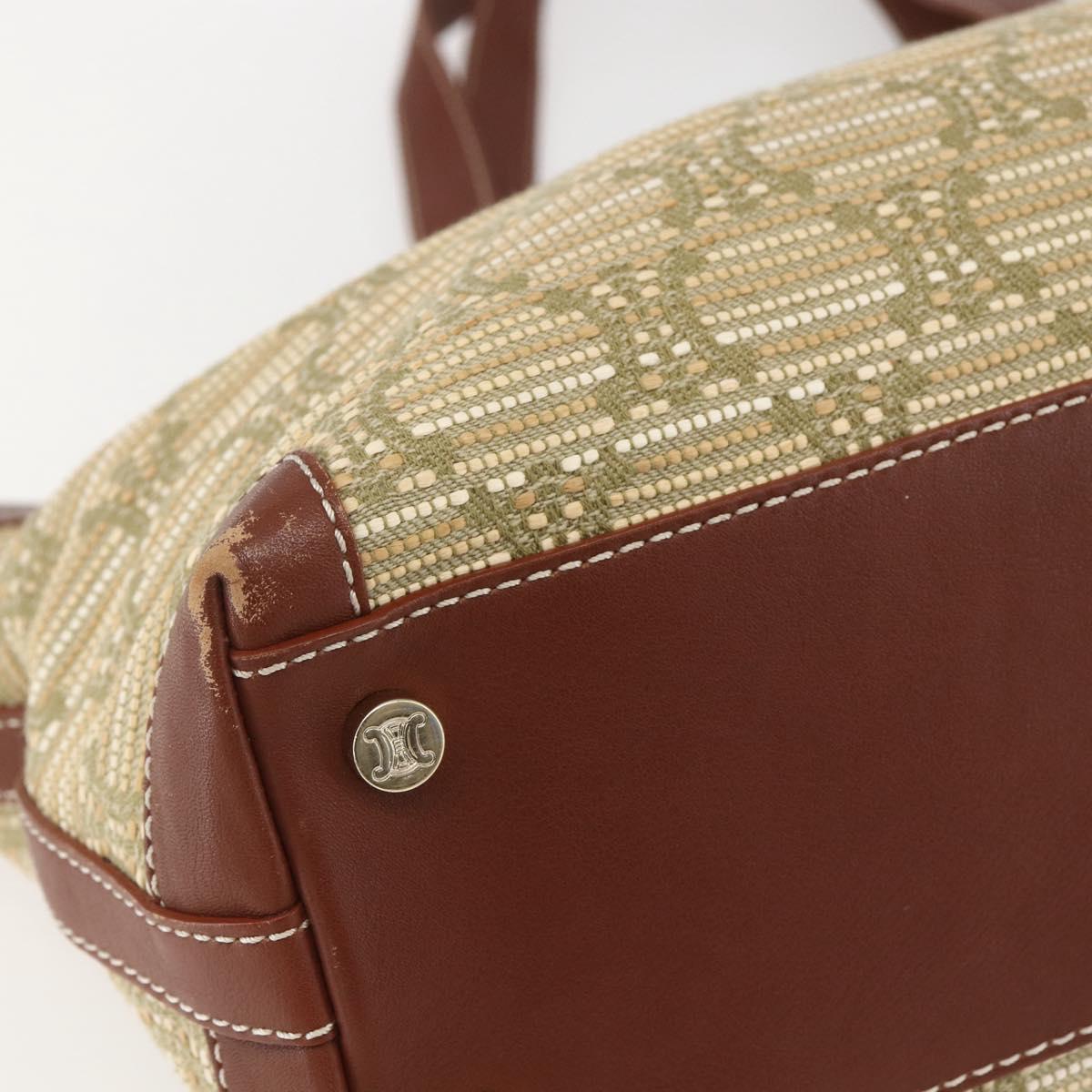 CELINE Paris Macadam Canvas Tote Bag Beige Gold Auth 157115