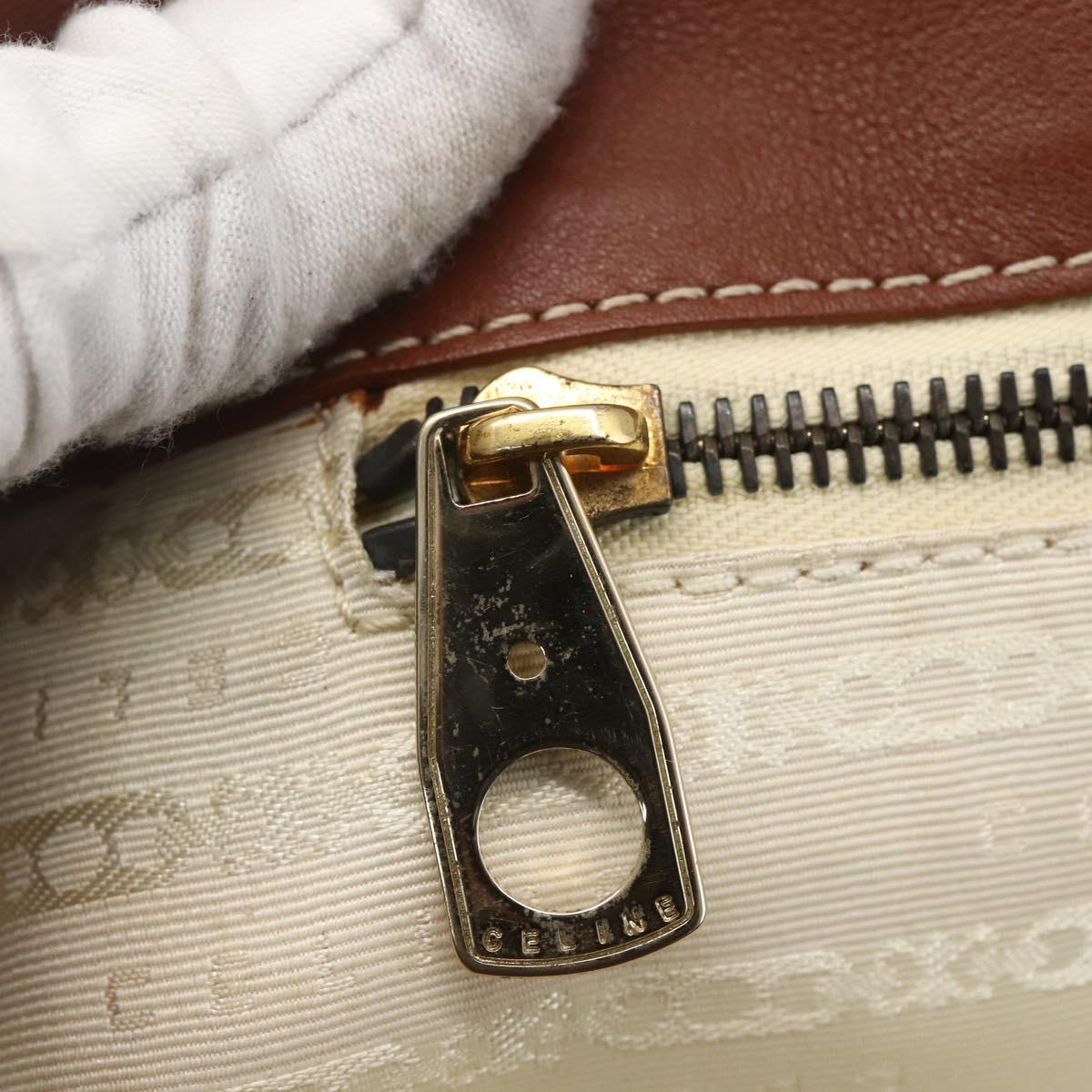 CELINE Paris Macadam Canvas Tote Bag Beige Gold Auth 157115