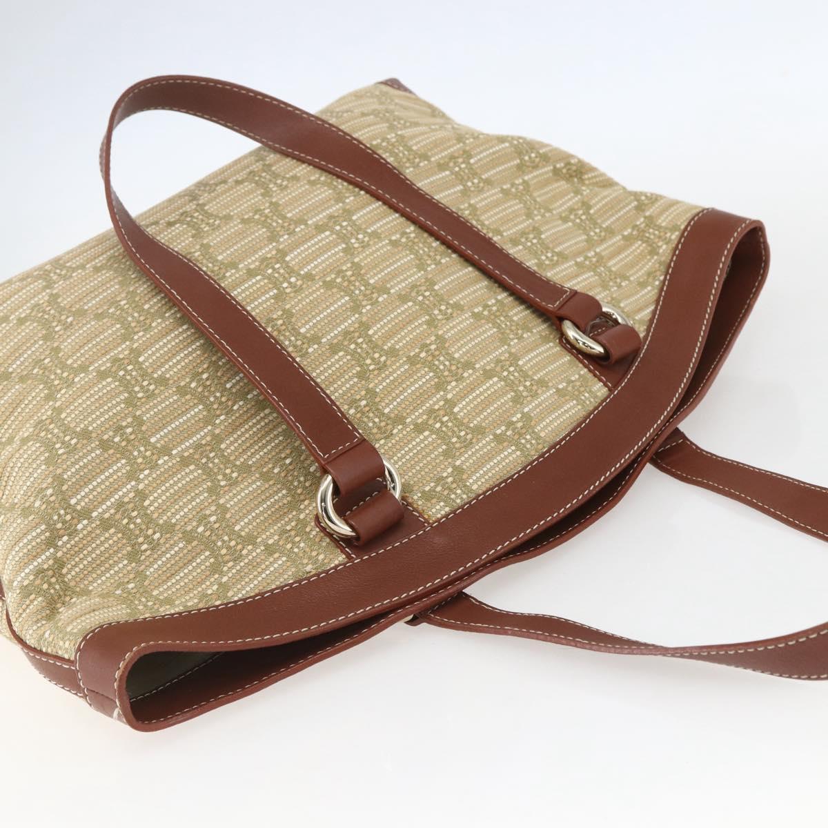 CELINE Paris Macadam Canvas Tote Bag Beige Gold Auth 157115