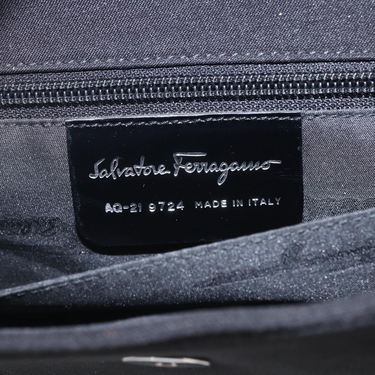 Salvatore Ferragamo Shoulder Bag Canvas Black Silver Auth 157119
